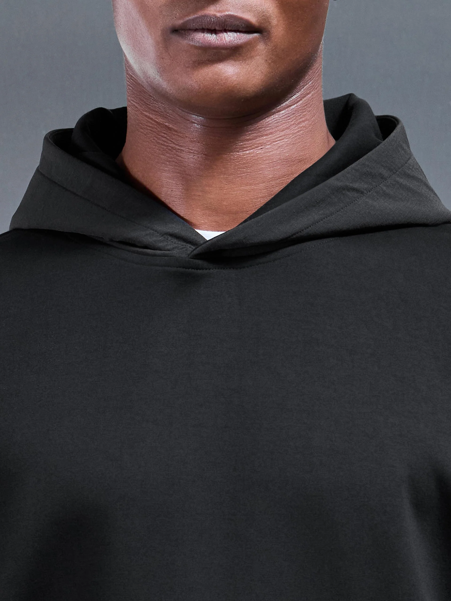 Interlock Jersey Hybrid Relaxed Hoodie in Black - Image 4