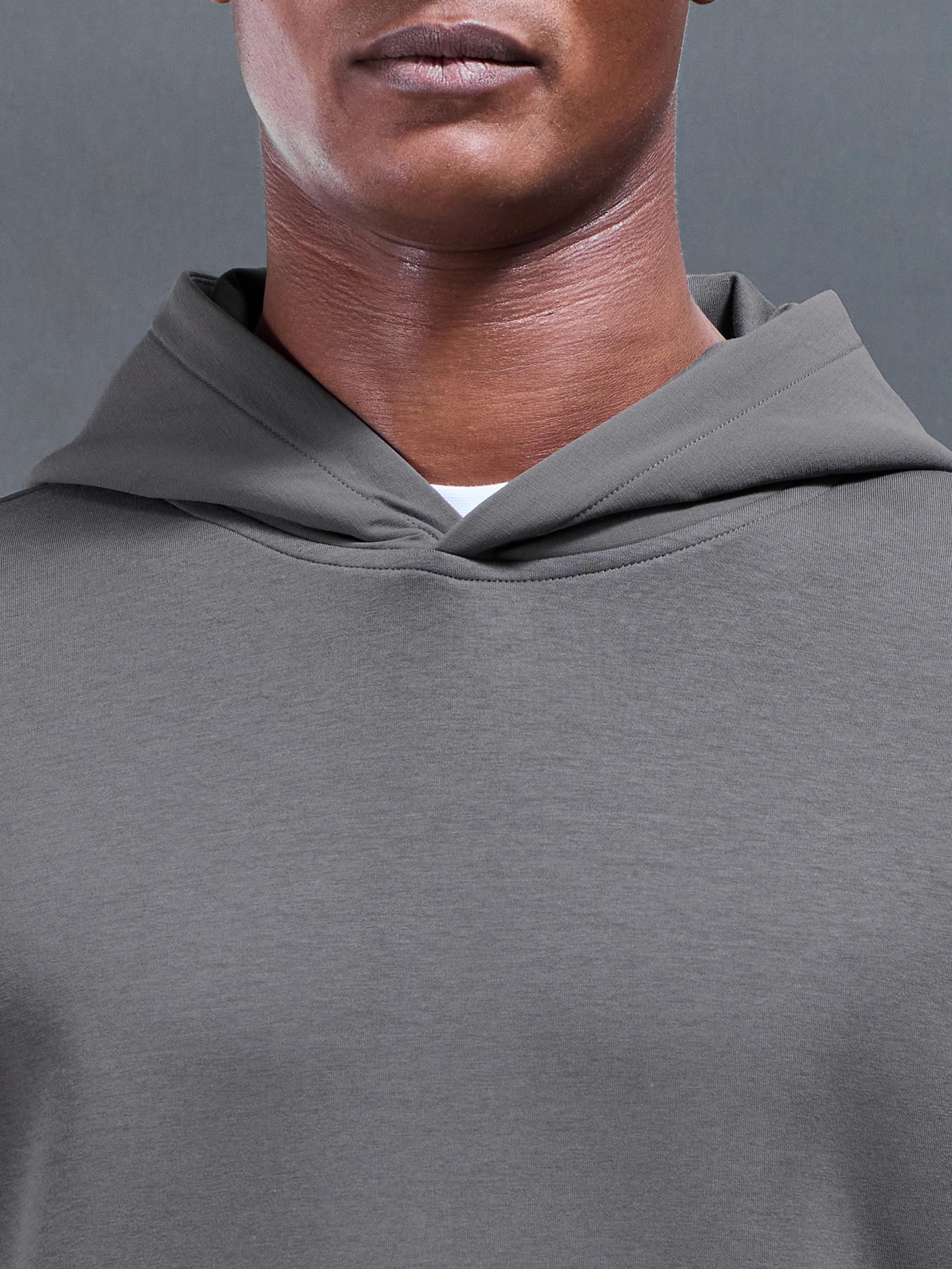 Interlock Jersey Hybrid Relaxed Hoodie in Charcoal - Image 4