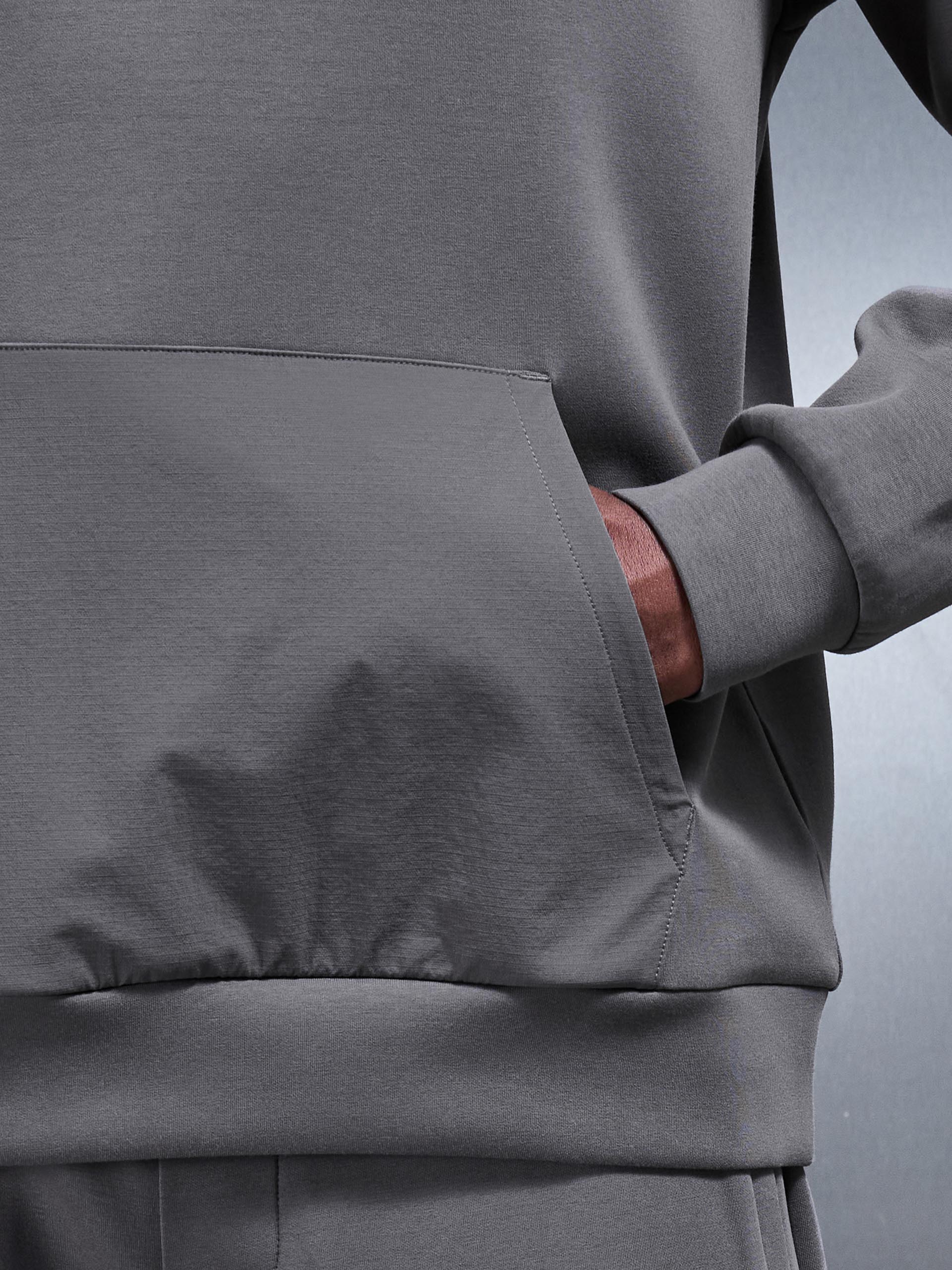 Interlock Jersey Hybrid Relaxed Hoodie in Charcoal - Image 5
