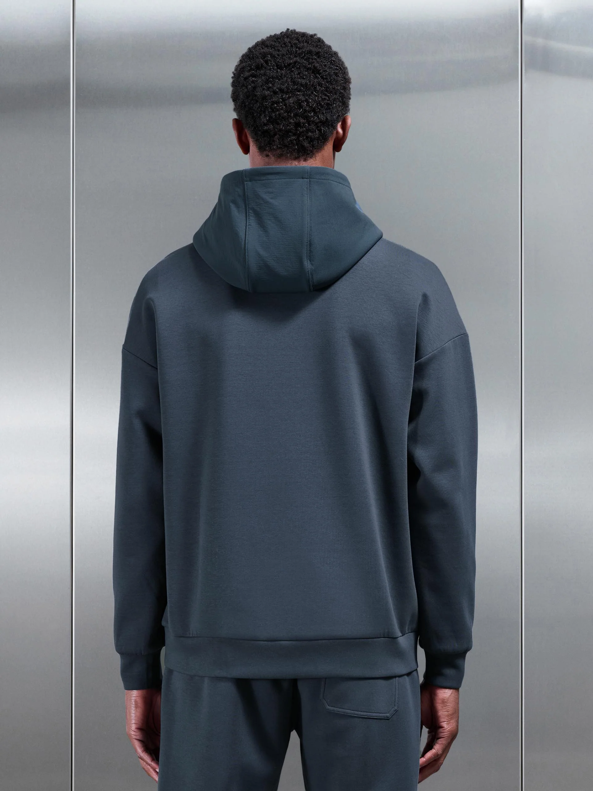 Interlock Jersey Hybrid Relaxed Hoodie in Slate Blue - Image 3