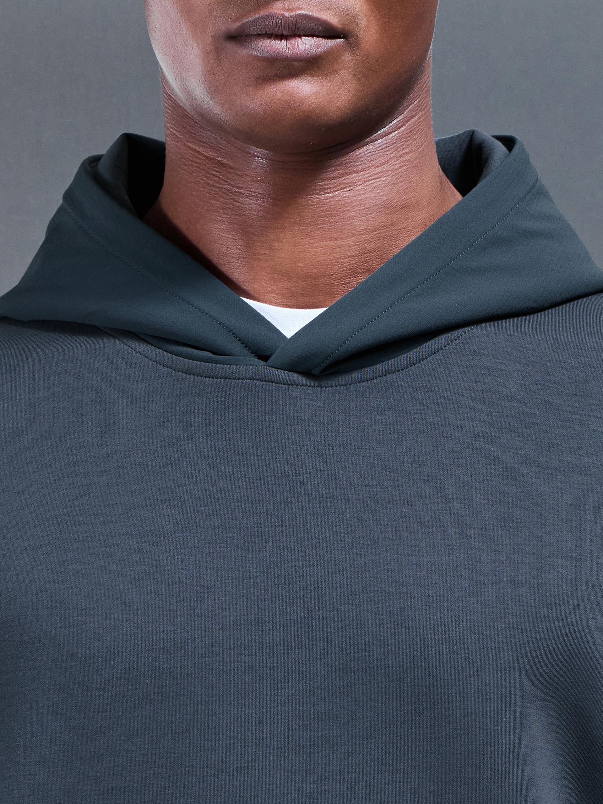 Interlock Jersey Hybrid Relaxed Hoodie in Slate Blue - Image 4