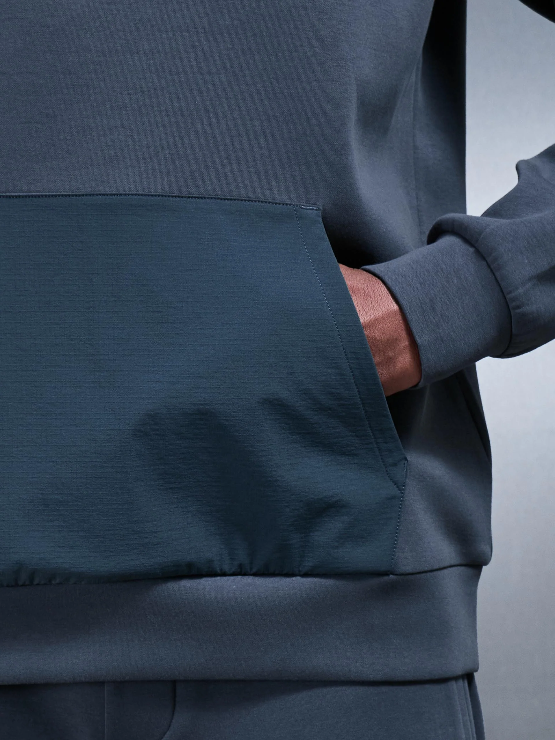 Interlock Jersey Hybrid Relaxed Hoodie in Slate Blue - Image 5
