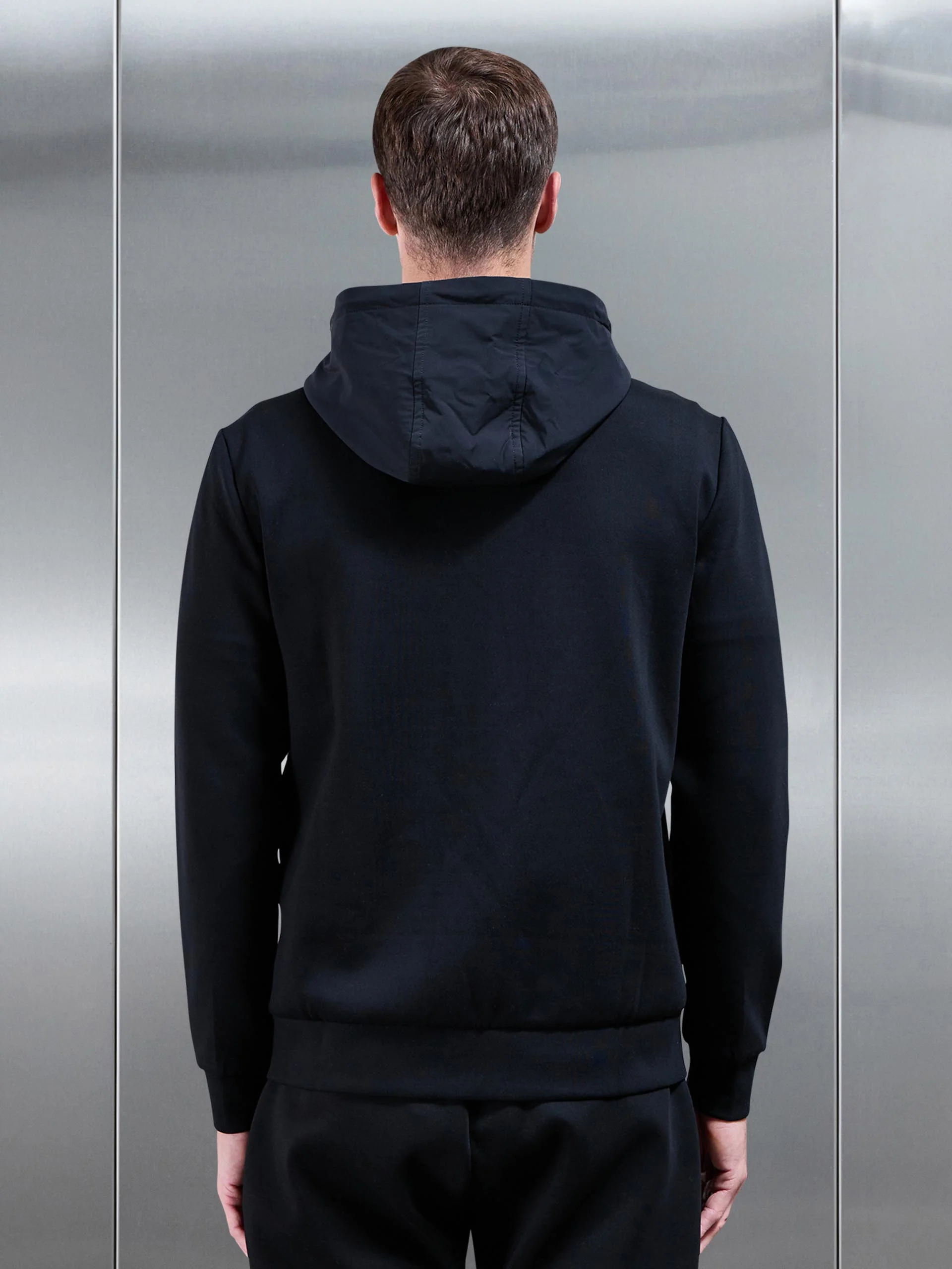 Interlock Jersey Hybrid Technical Windbreaker in Black - Image 3