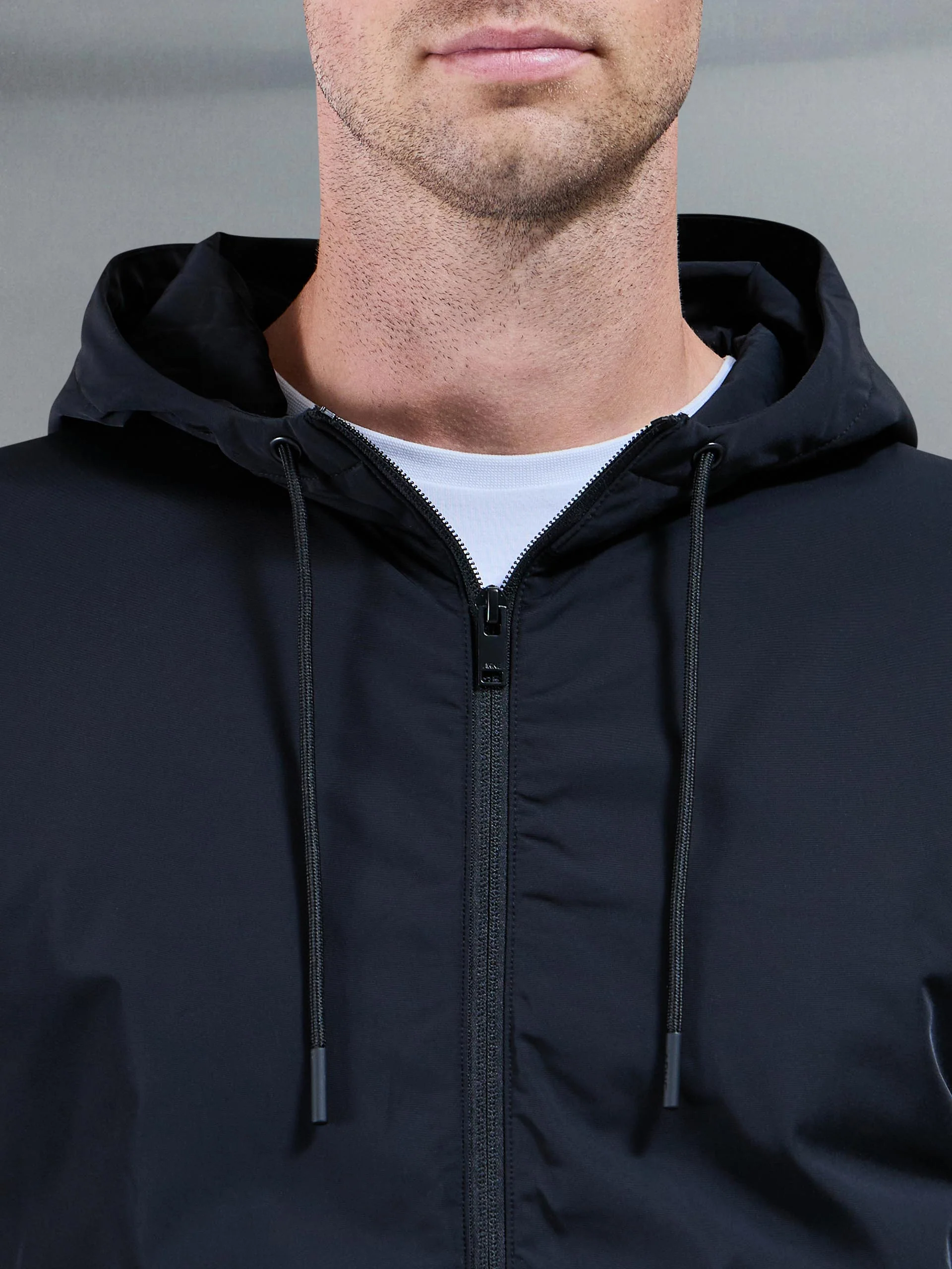 Interlock Jersey Hybrid Technical Windbreaker in Black - Image 4