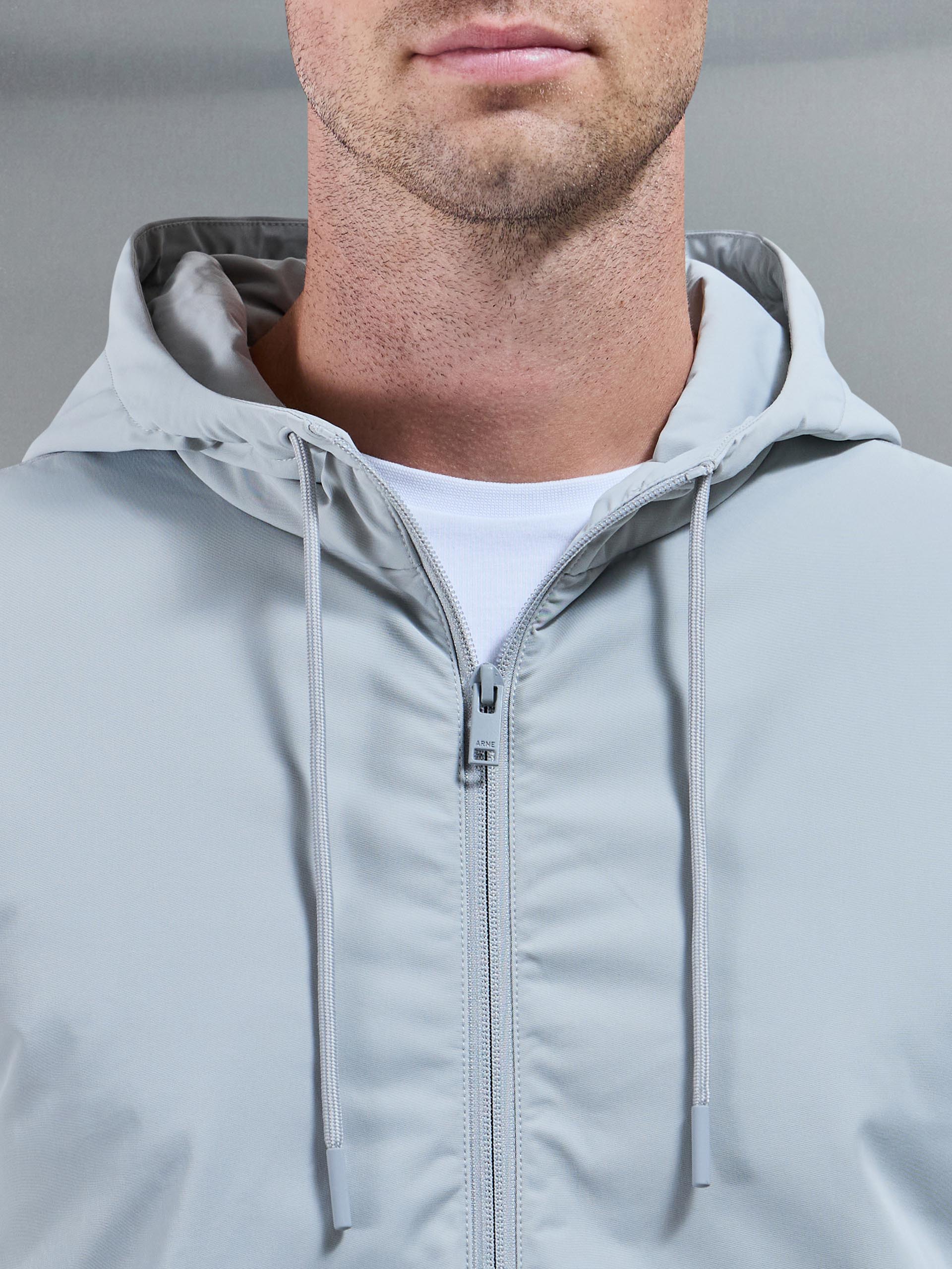 Interlock Jersey Hybrid Technical Windbreaker in Marl Grey - Image 4