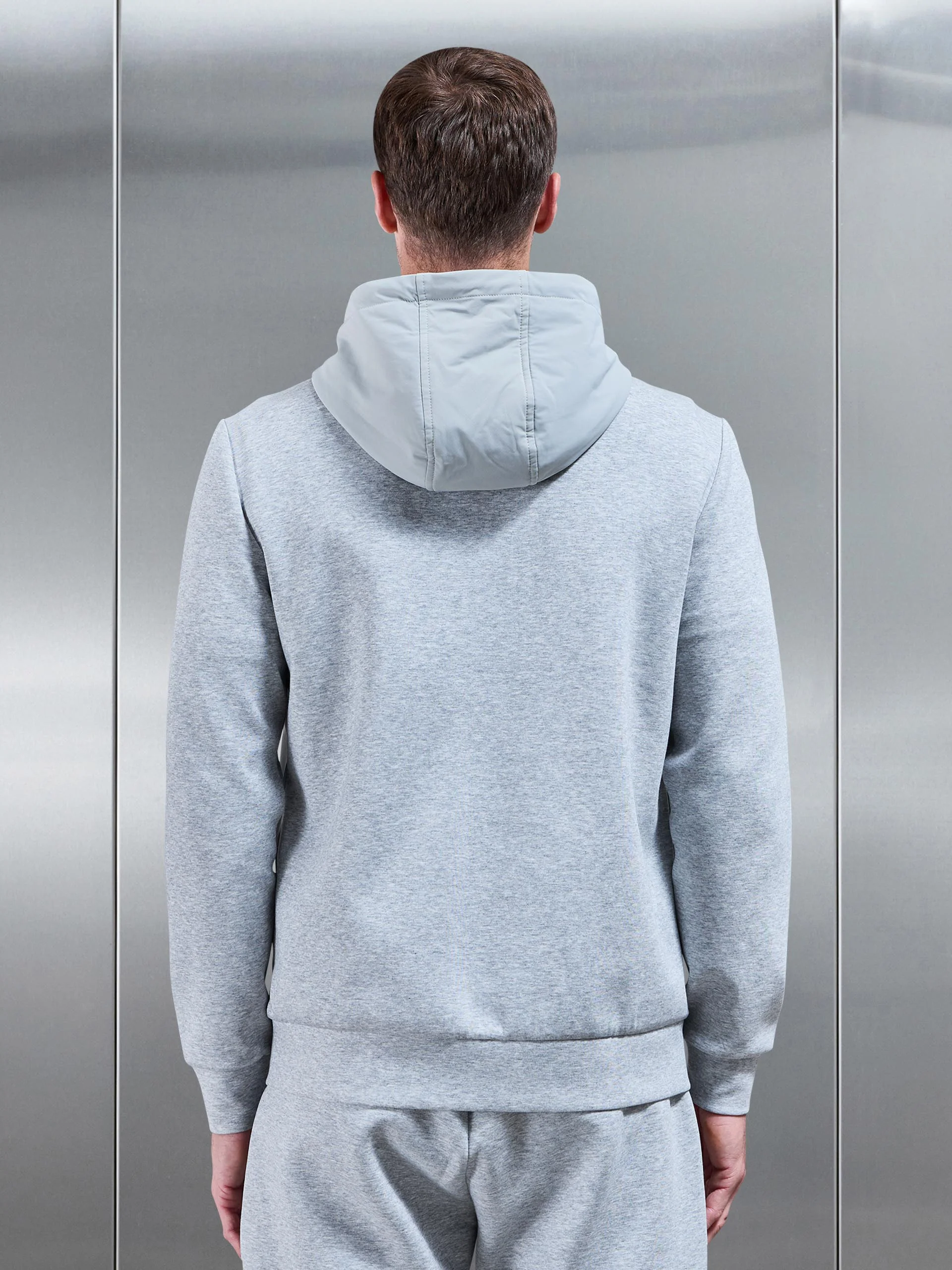 Interlock Jersey Hybrid Technical Windbreaker in Marl Grey - Image 6