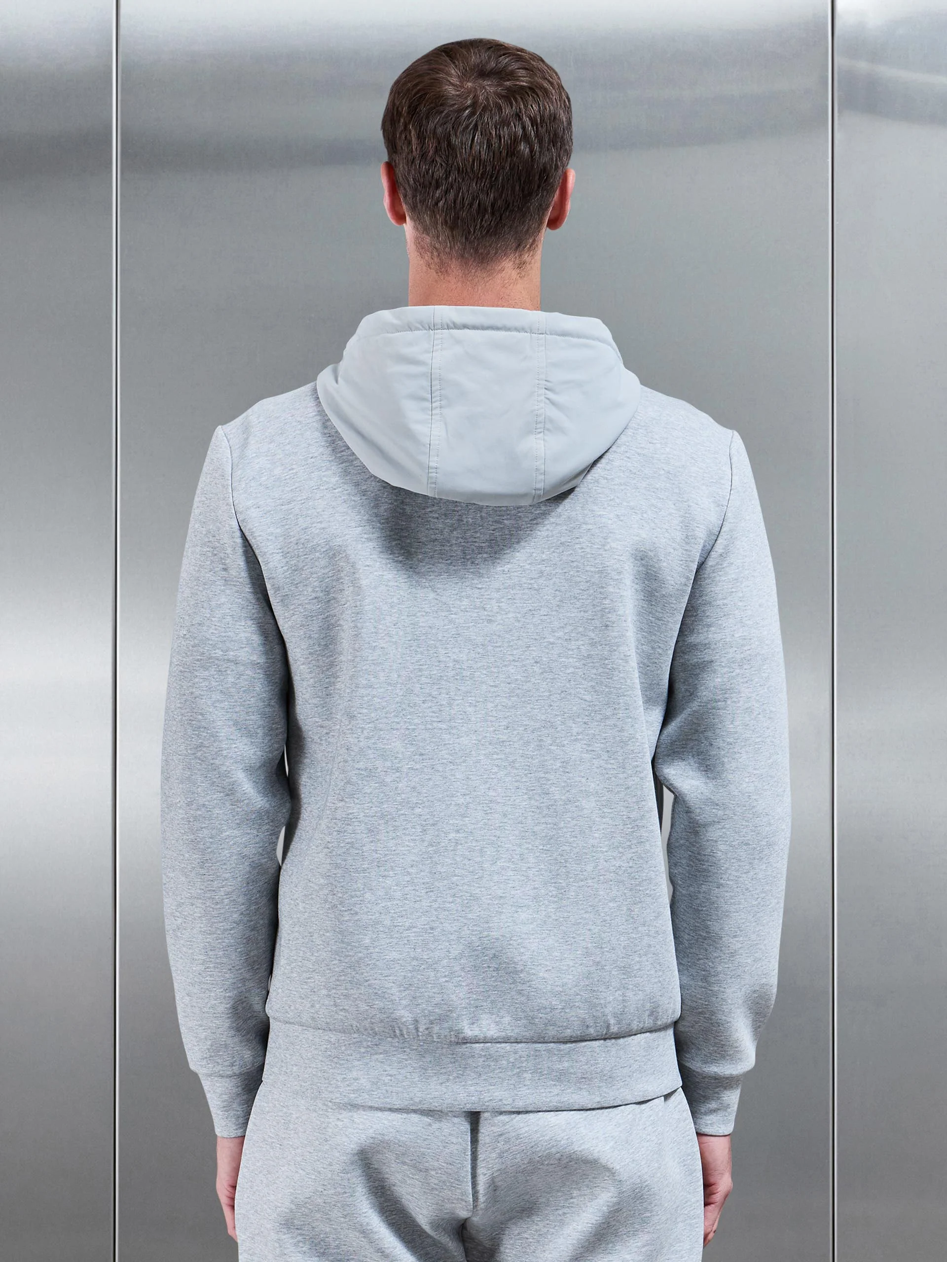 Interlock Jersey Hybrid Windbreaker in Marl Grey - Image 3
