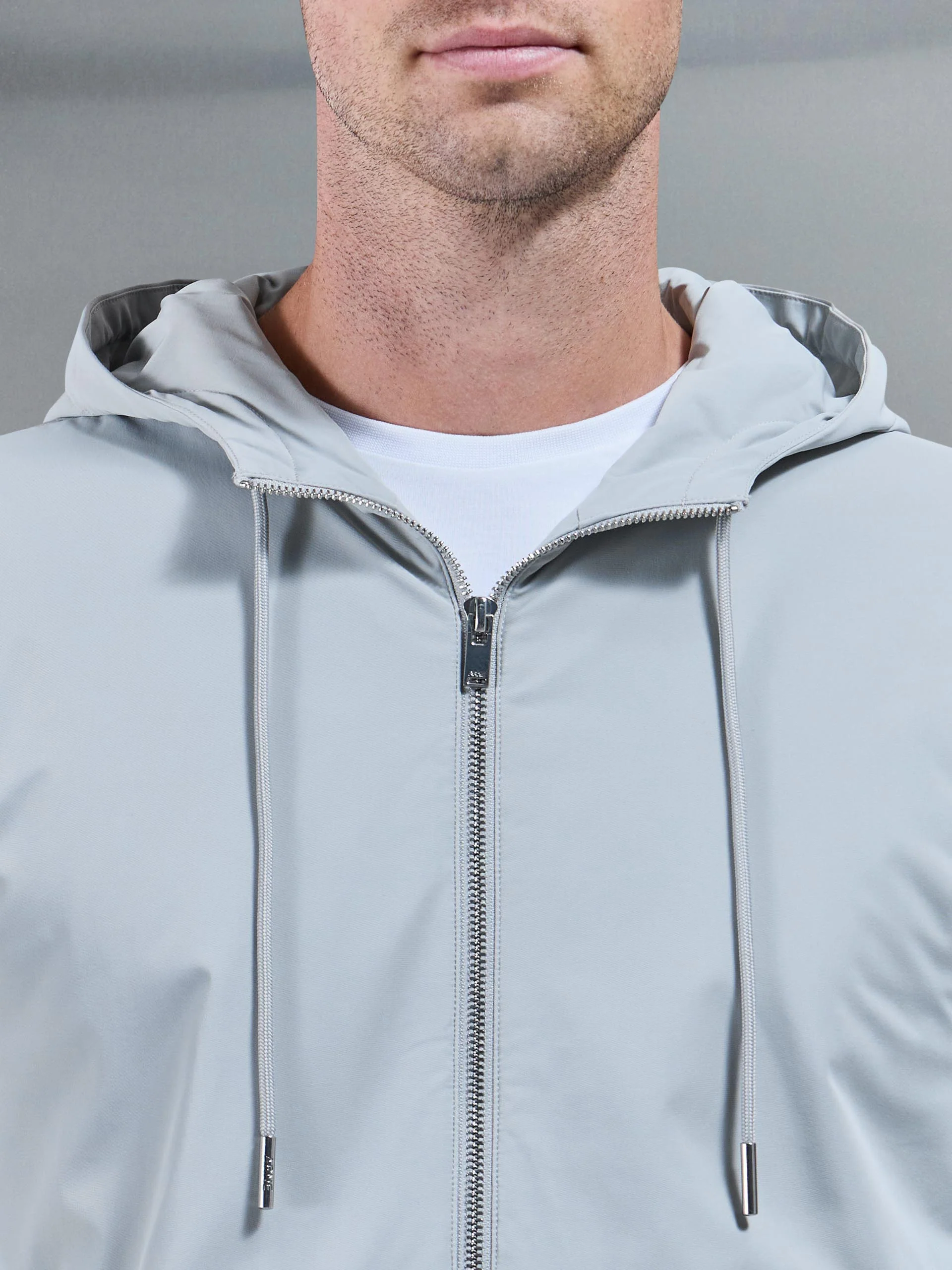 Interlock Jersey Hybrid Windbreaker in Marl Grey - Image 4