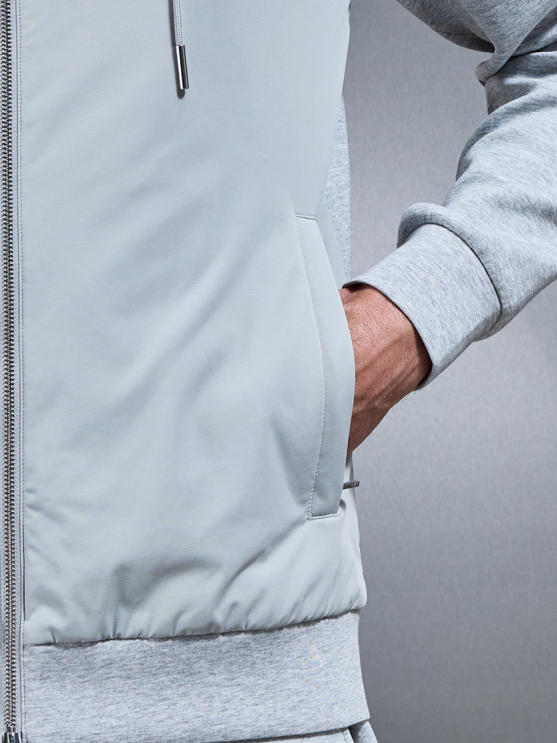 Interlock Jersey Hybrid Windbreaker in Marl Grey - Image 5