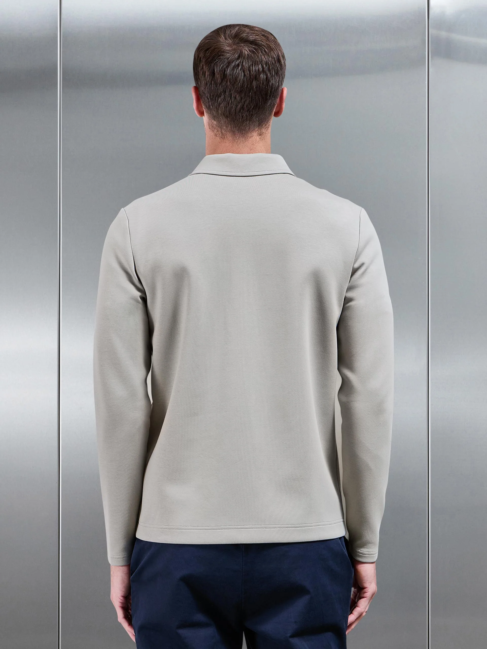 Interlock Jersey Pocket Zip Through Overshirt in Stone - Image 3