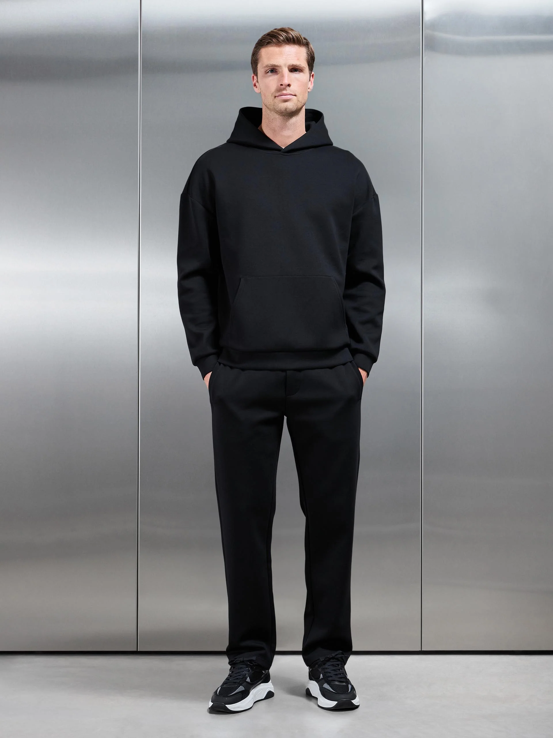 Interlock Jersey Relaxed Fit Hoodie in Black - Image 2