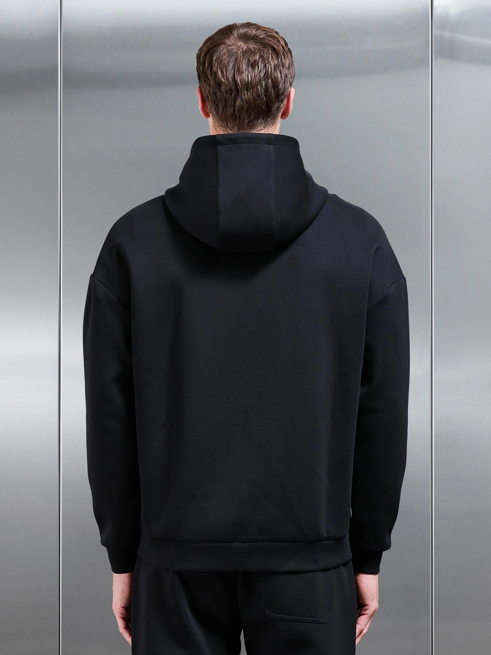 Interlock Jersey Relaxed Fit Hoodie in Black - Image 3