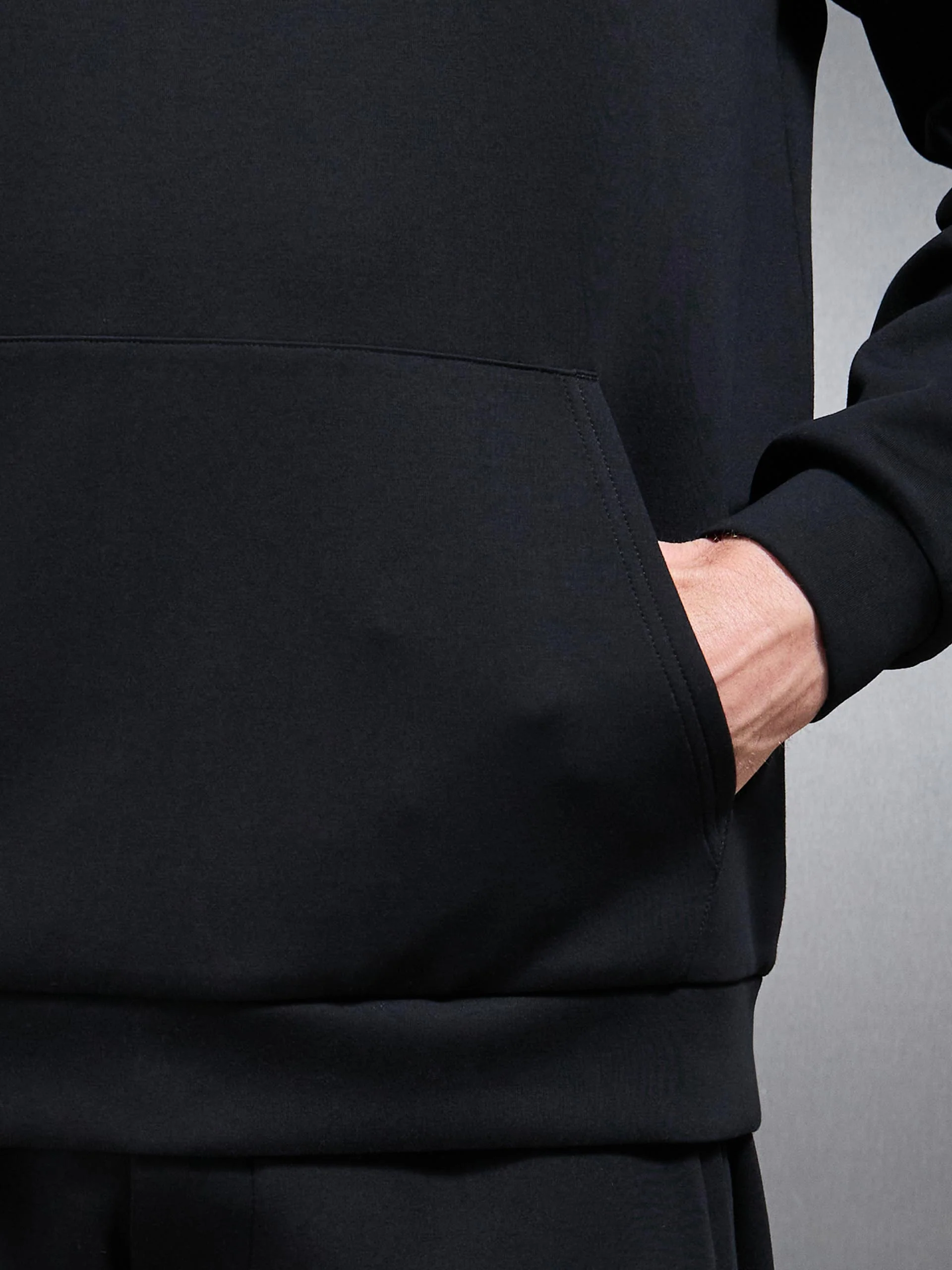 Interlock Jersey Relaxed Fit Hoodie in Black - Image 5