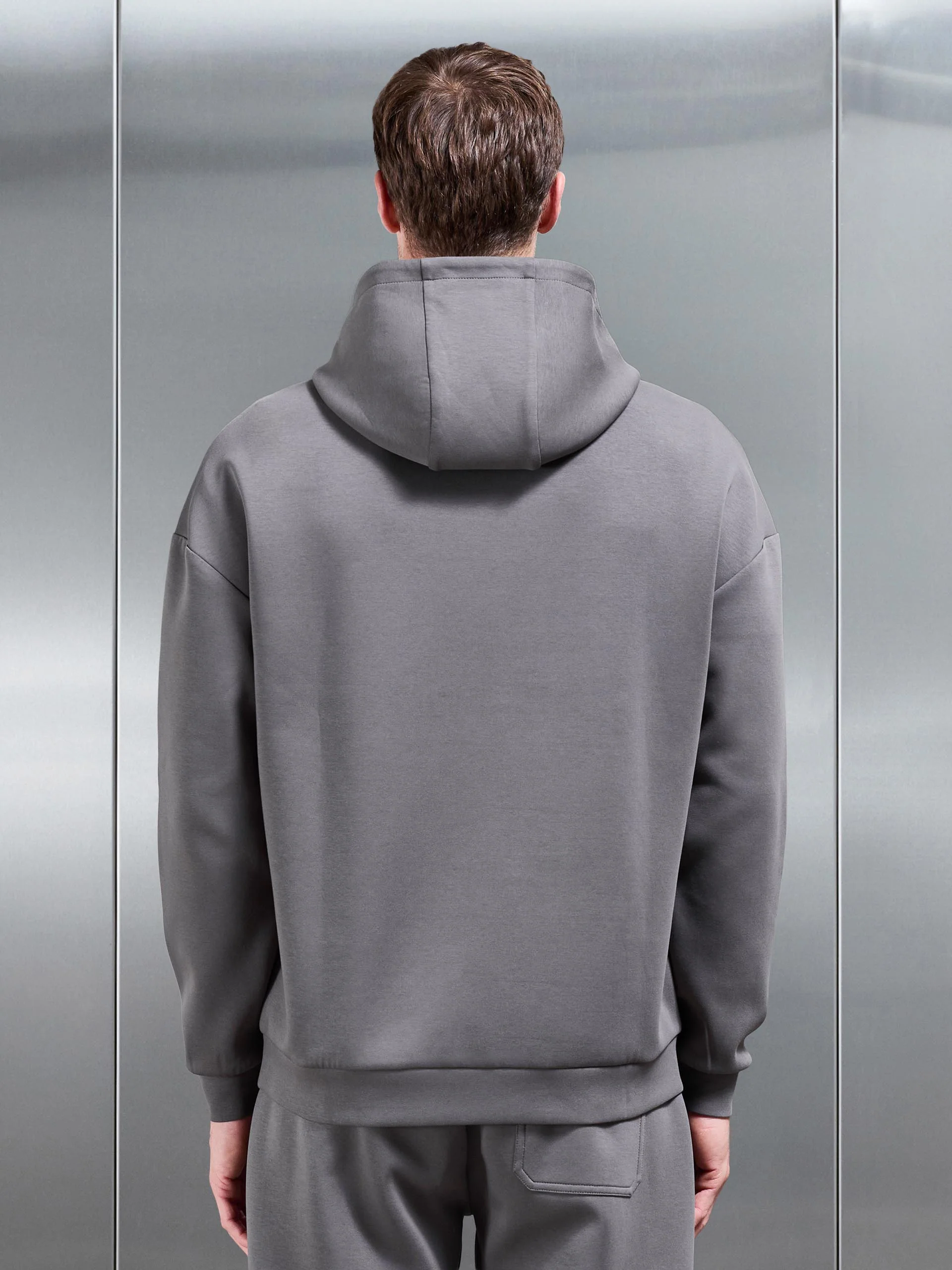 Interlock Jersey Relaxed Fit Hoodie in Charcoal - Image 3