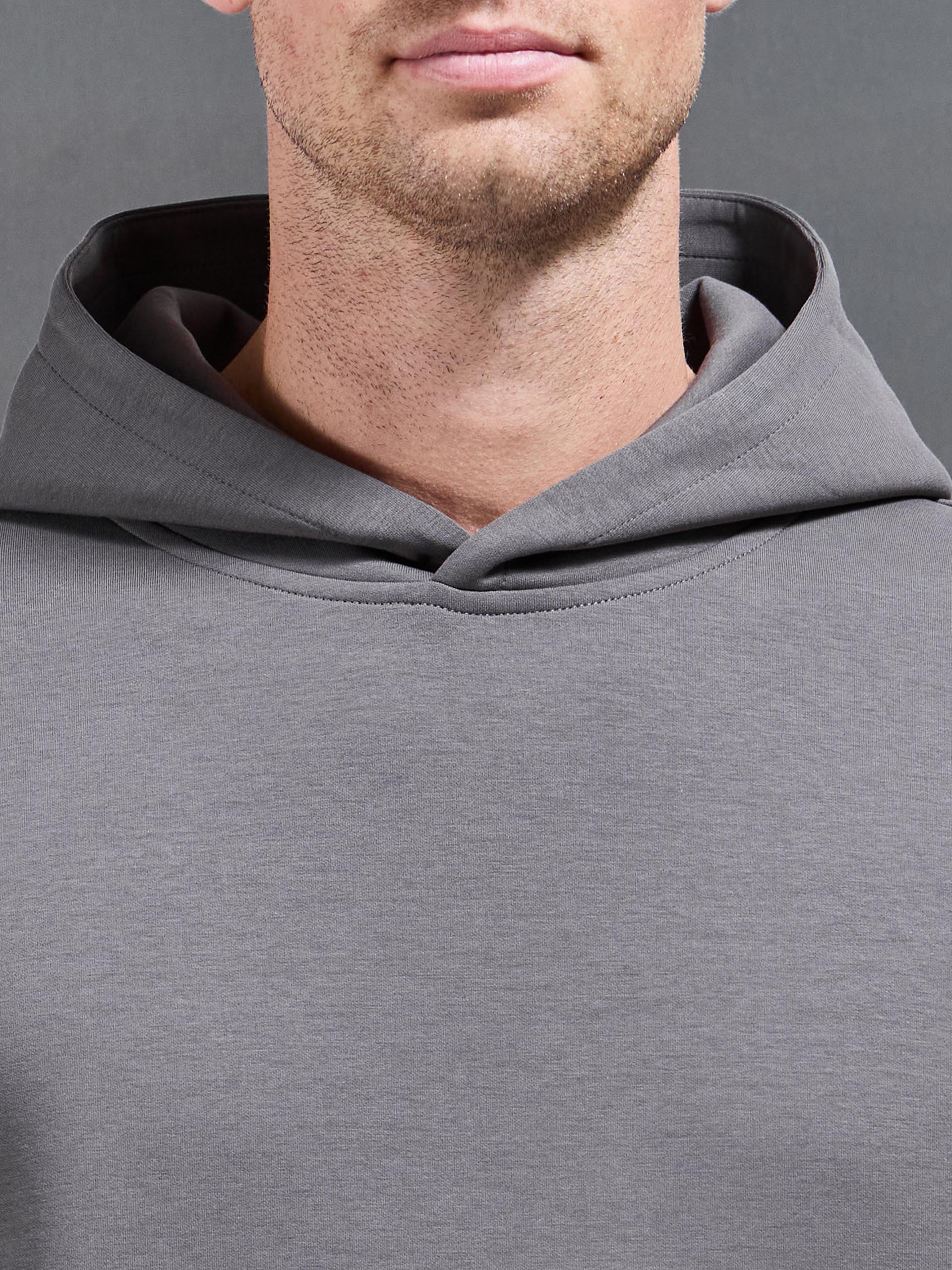 Interlock Jersey Relaxed Fit Hoodie in Charcoal - Image 4