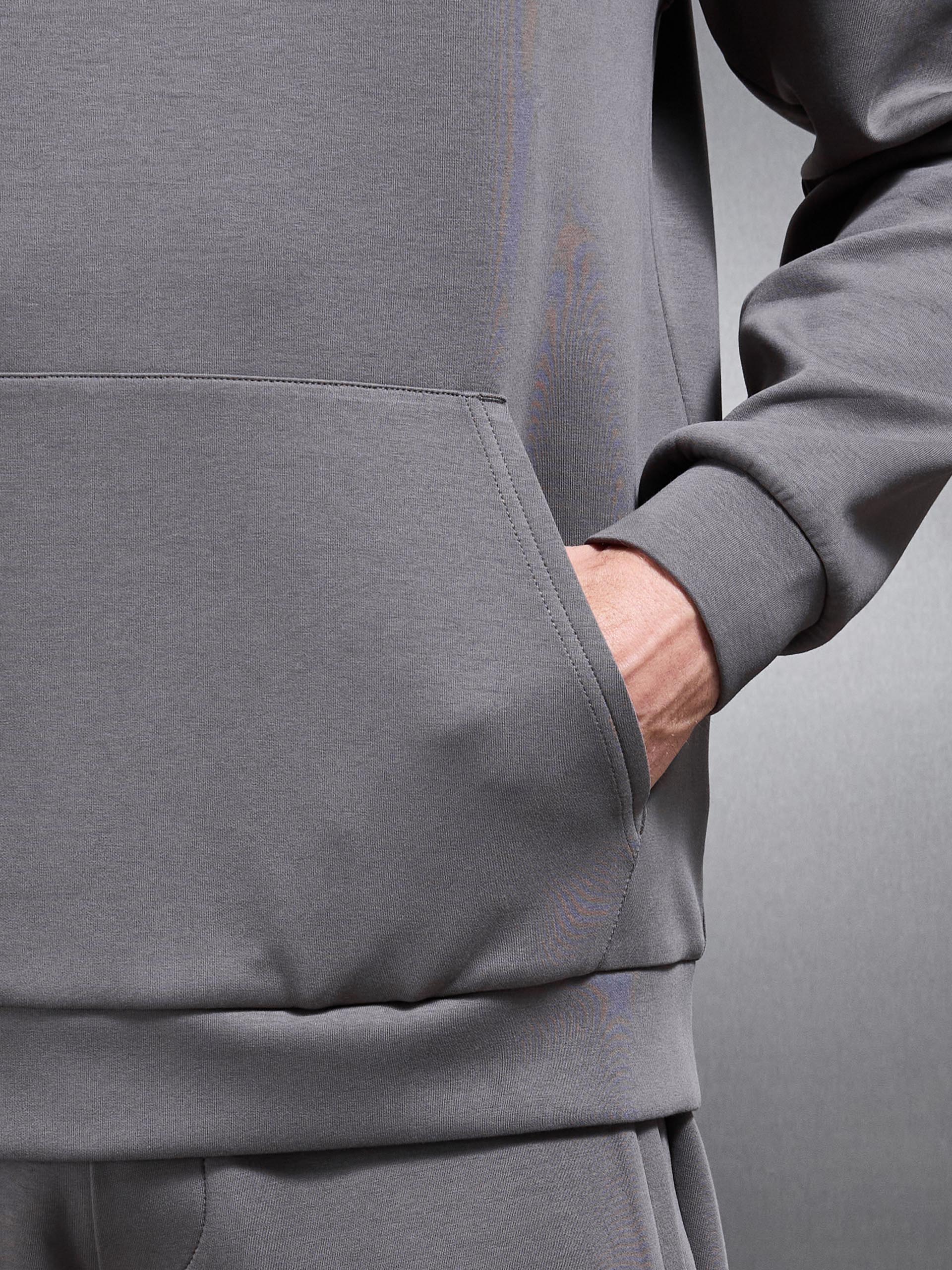 Interlock Jersey Relaxed Fit Hoodie in Charcoal - Image 5