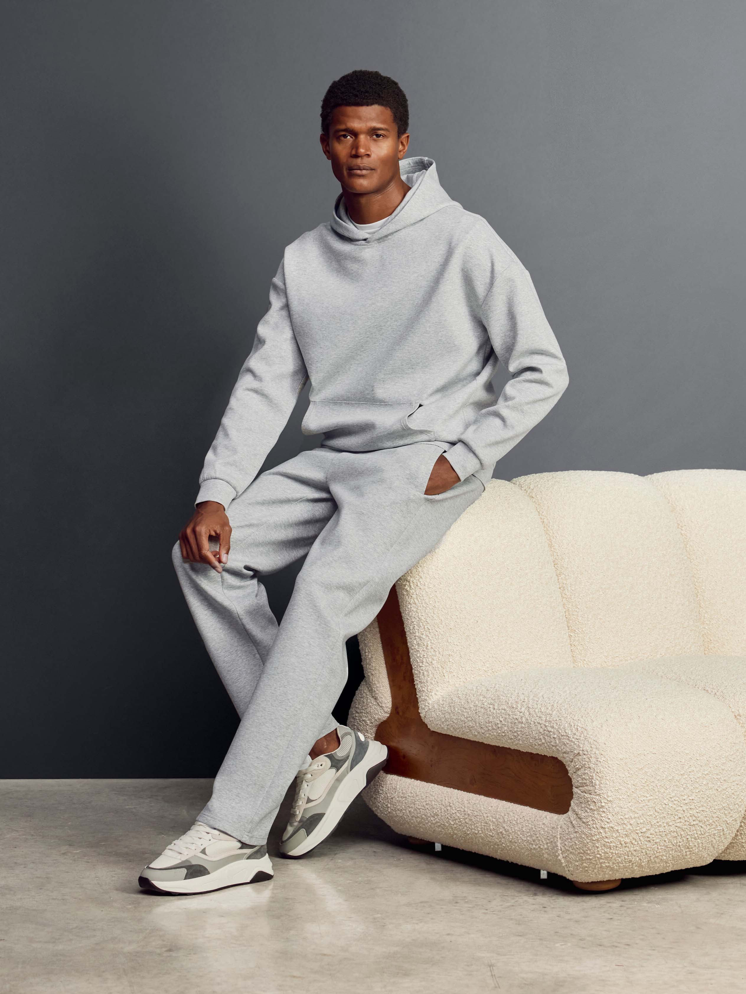 Interlock Jersey Relaxed Fit Hoodie in Marl Grey - Image 2