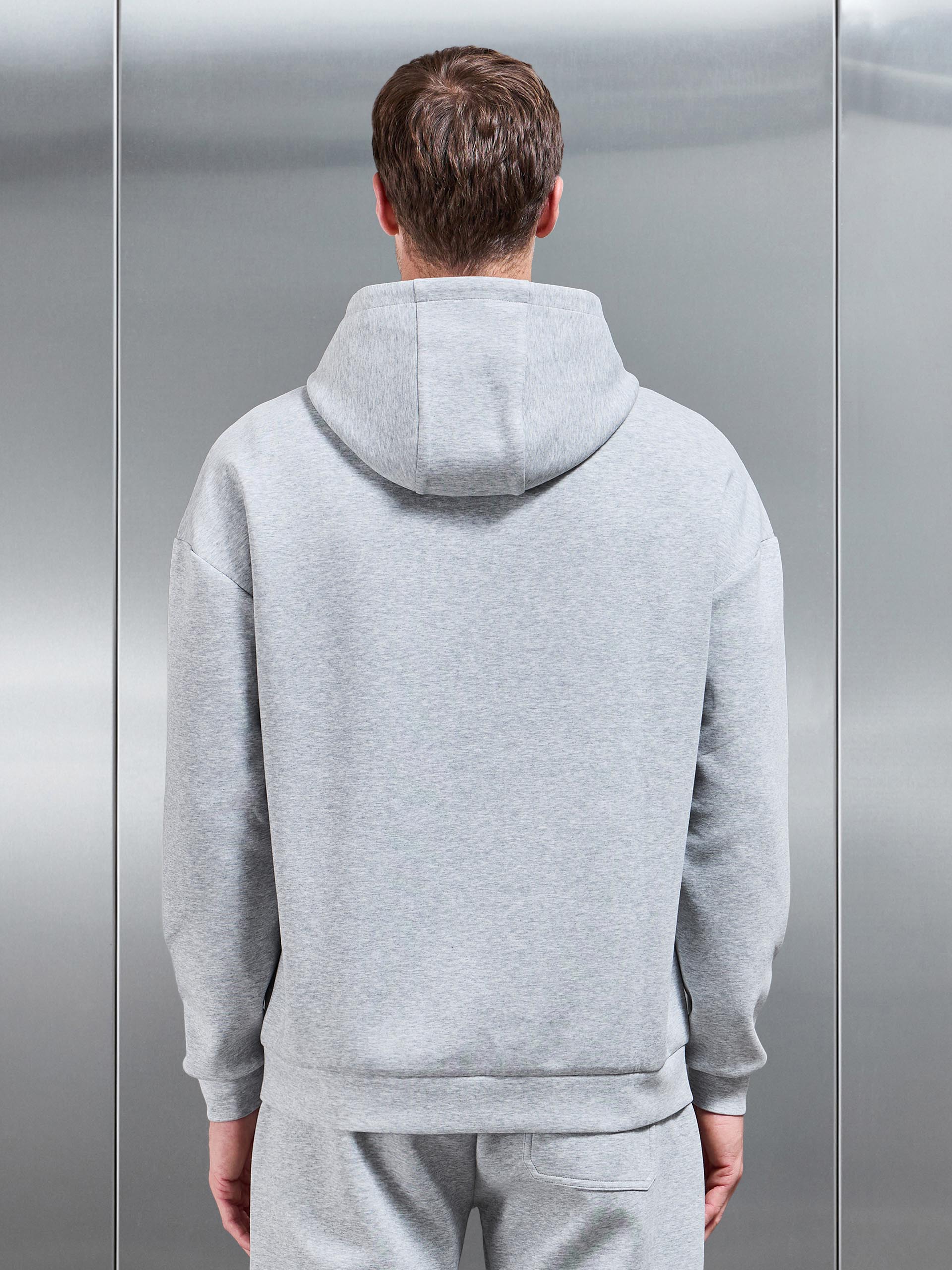 Interlock Jersey Relaxed Fit Hoodie in Marl Grey - Image 4