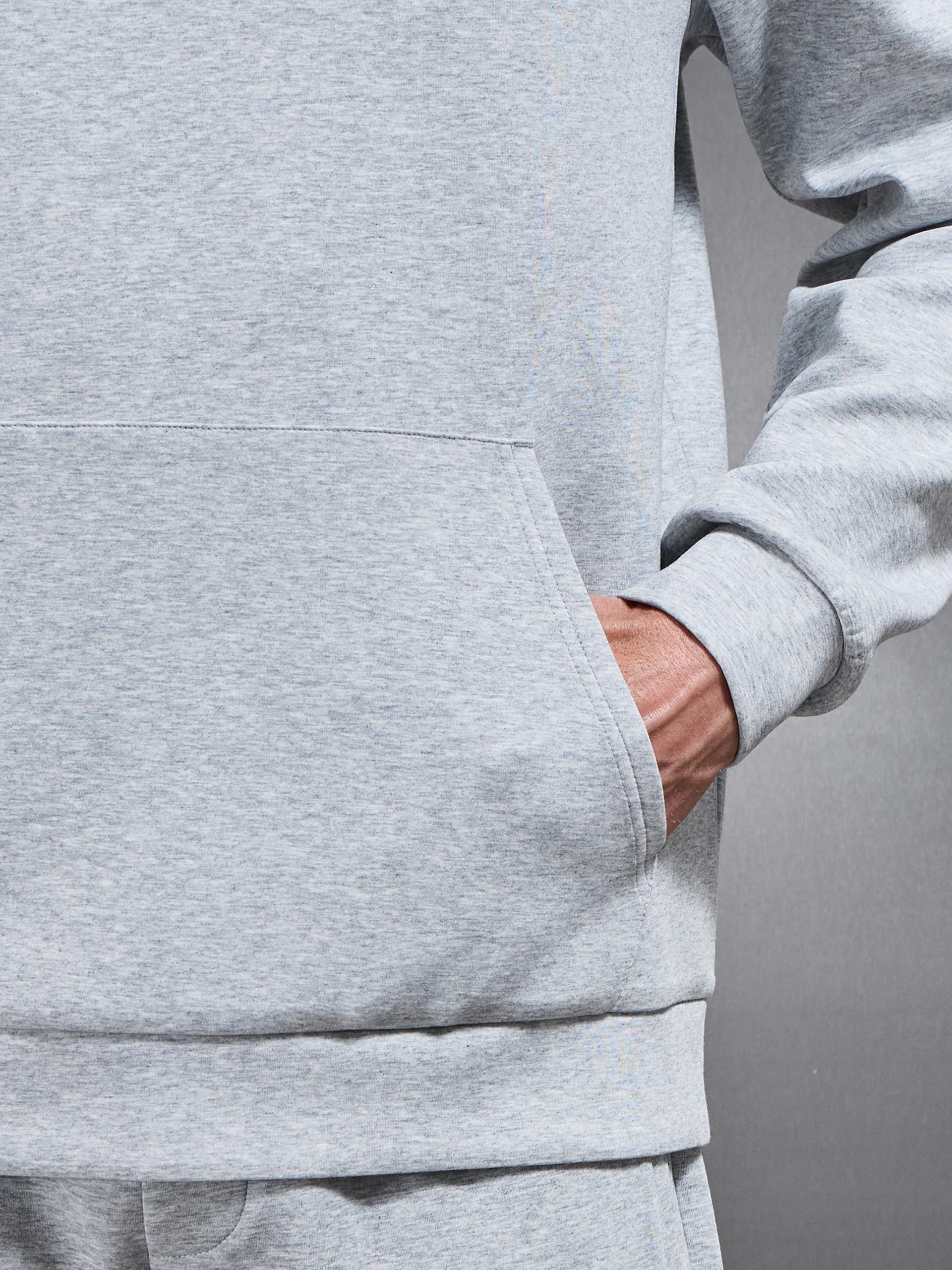 Interlock Jersey Relaxed Fit Hoodie in Marl Grey - Image 6