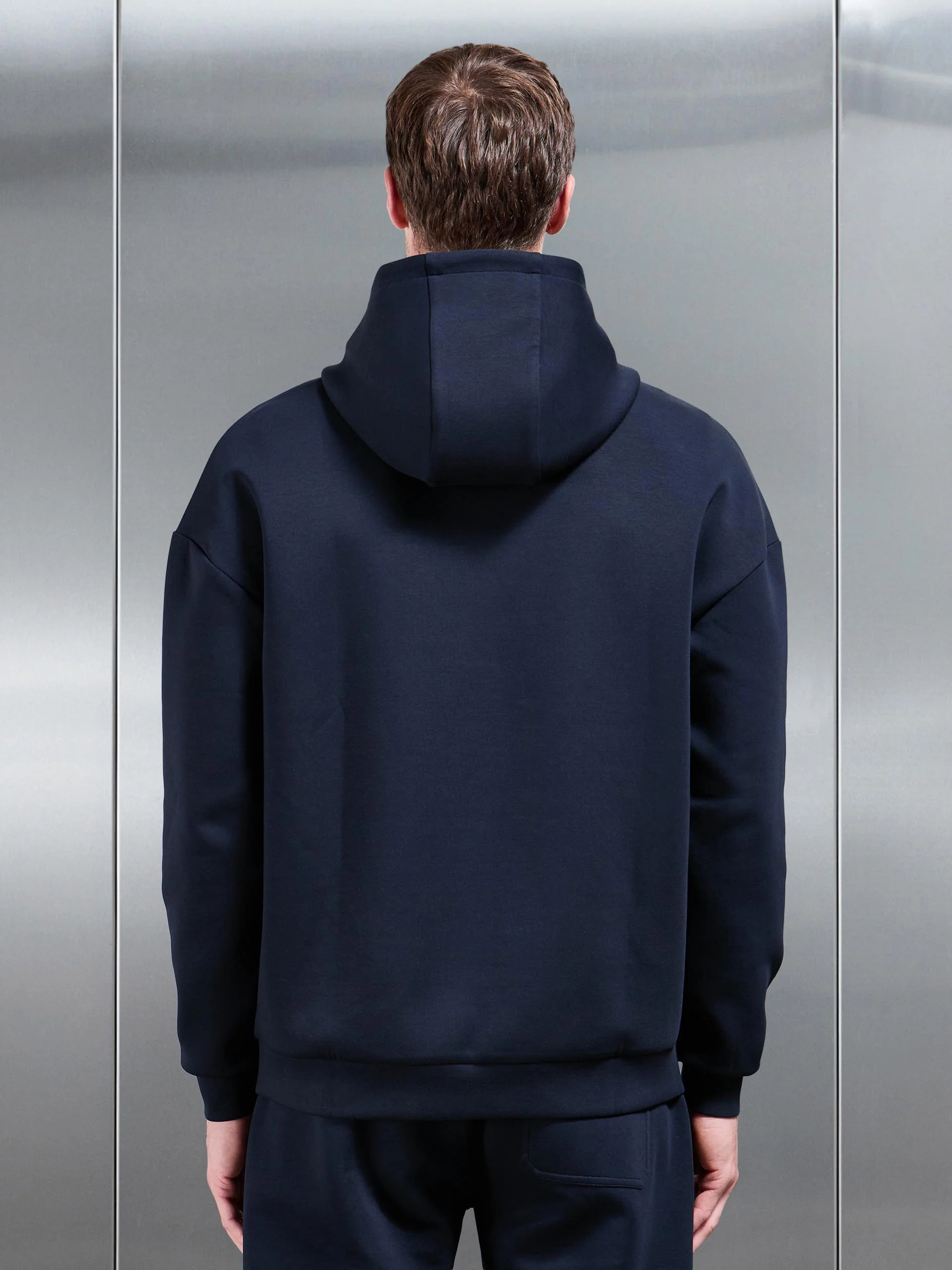 Interlock Jersey Relaxed Fit Hoodie in Navy - Image 3