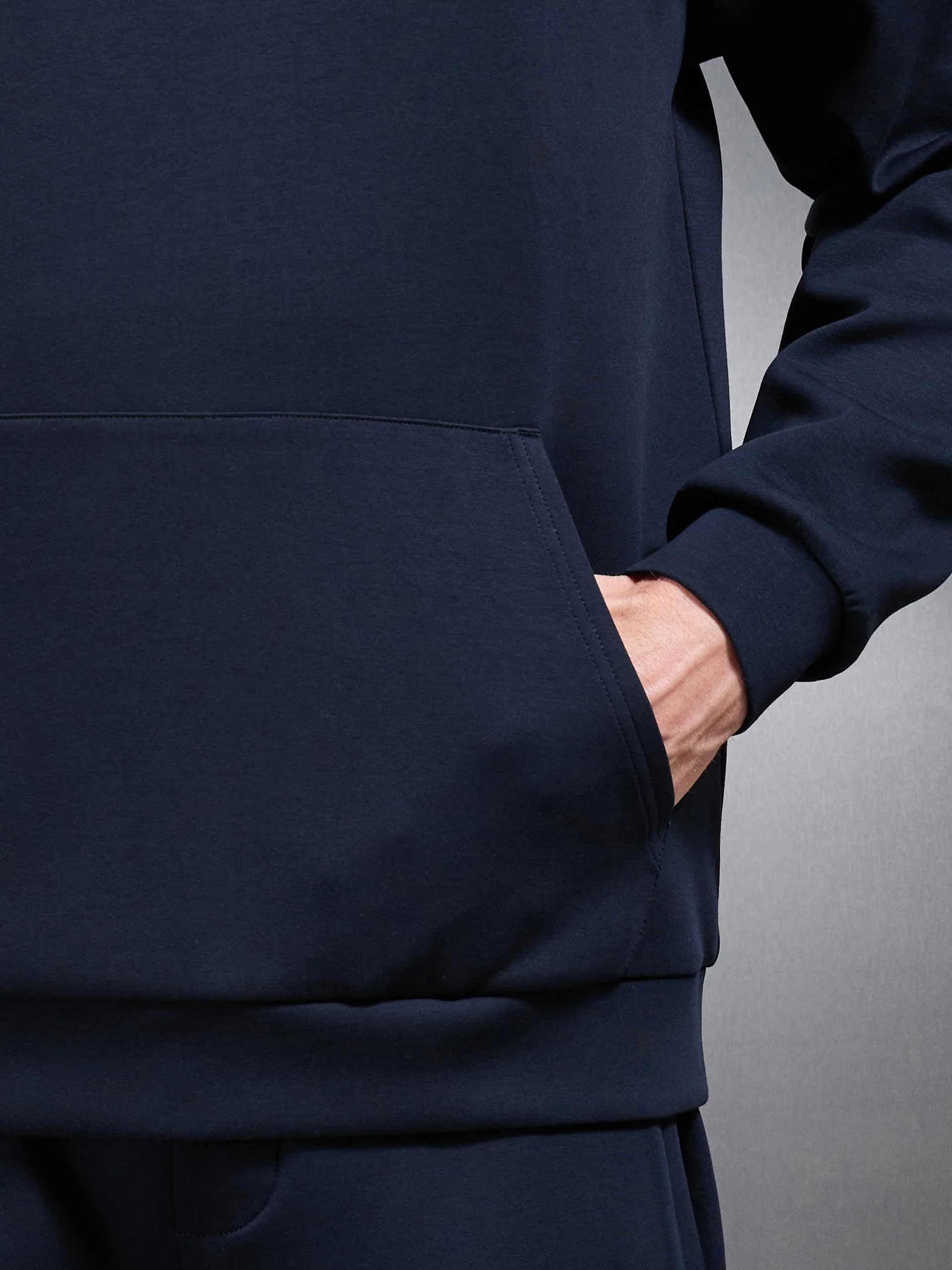 Interlock Jersey Relaxed Fit Hoodie in Navy - Image 5