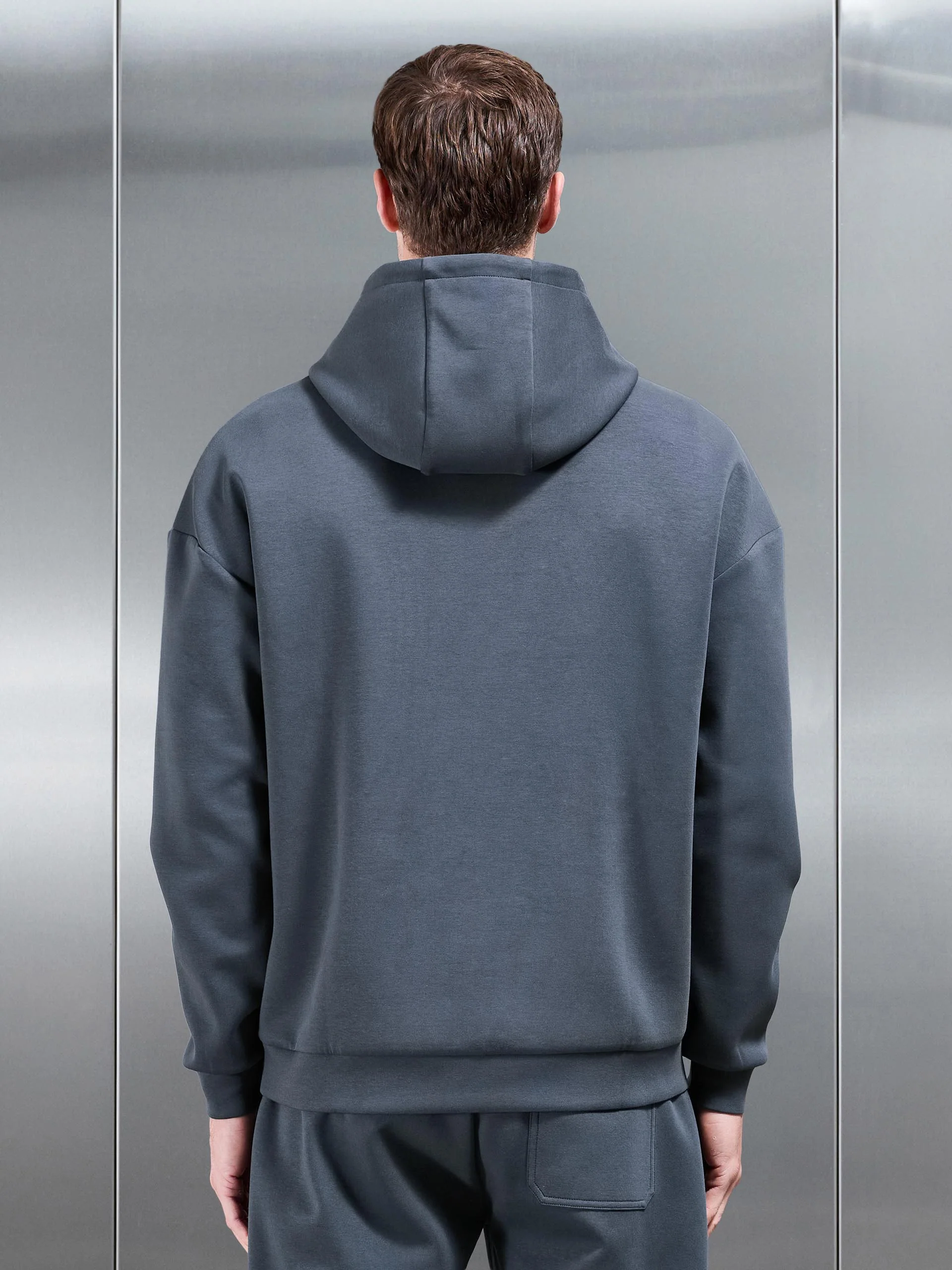 Interlock Jersey Relaxed Fit Hoodie in Slate Blue - Image 3