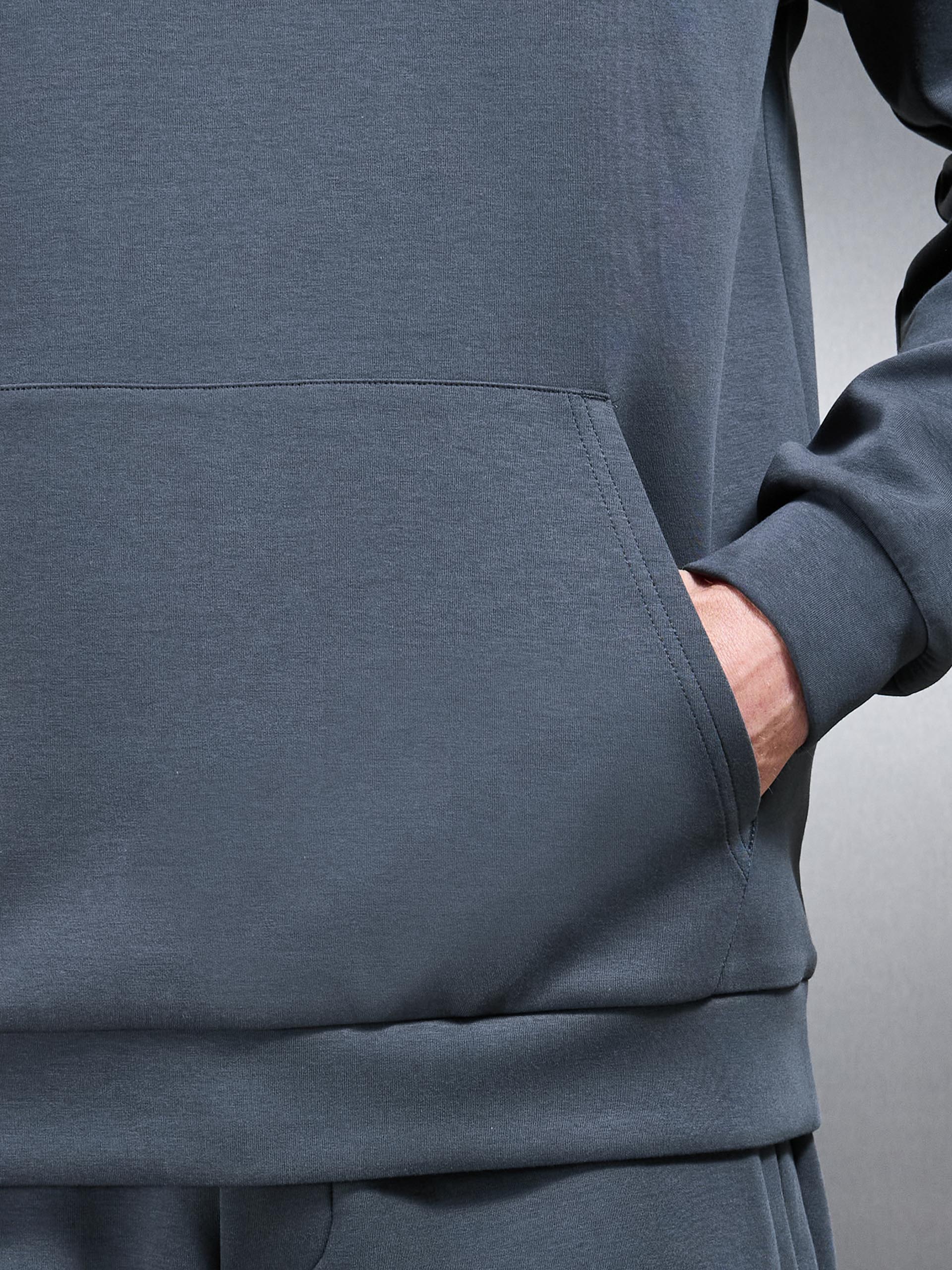 Interlock Jersey Relaxed Fit Hoodie in Slate Blue - Image 4