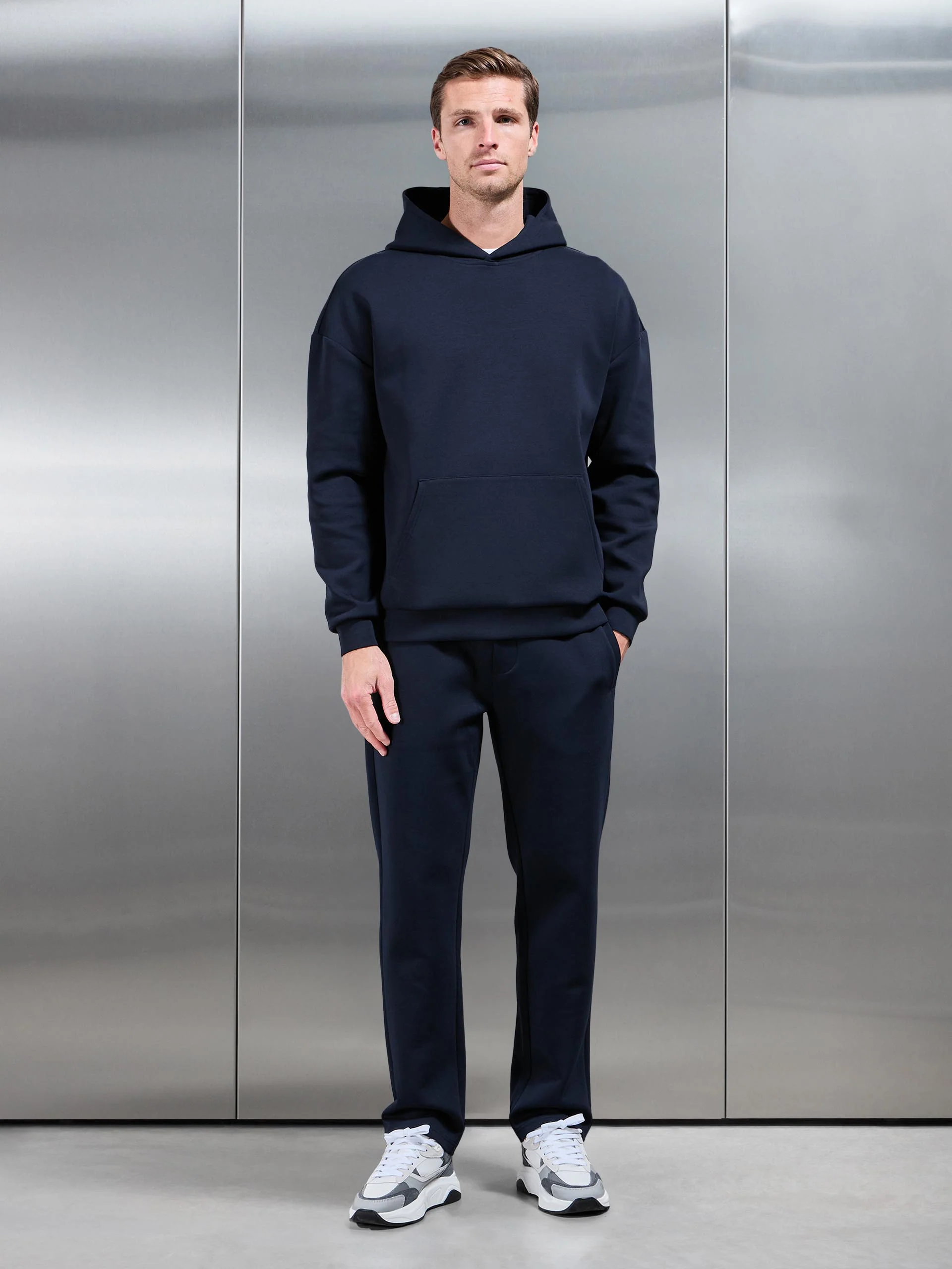 Interlock Jersey Straight Leg Jogger in Navy - Image 2