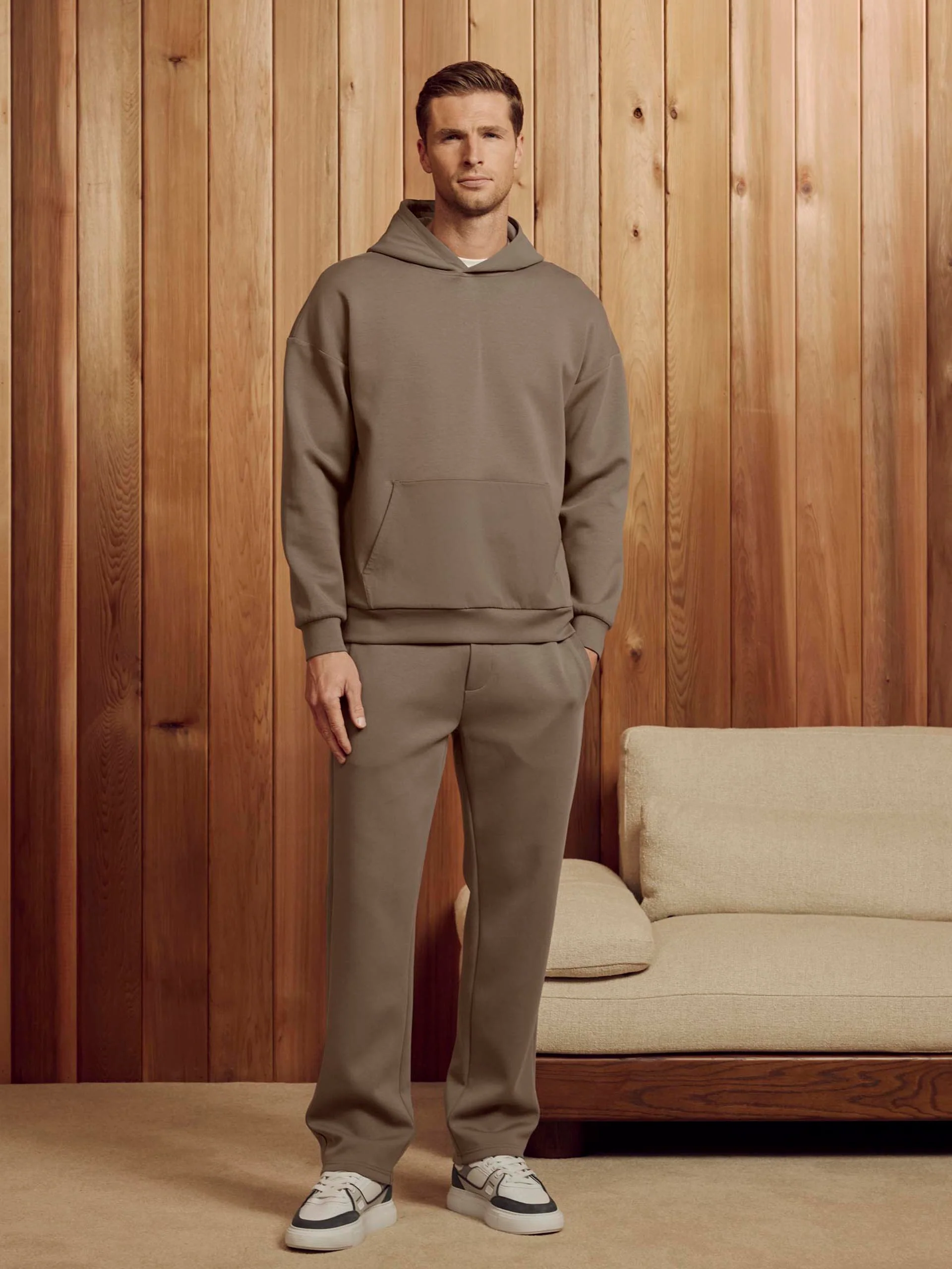 Interlock Jersey Straight Leg Jogger in Taupe - Image 2