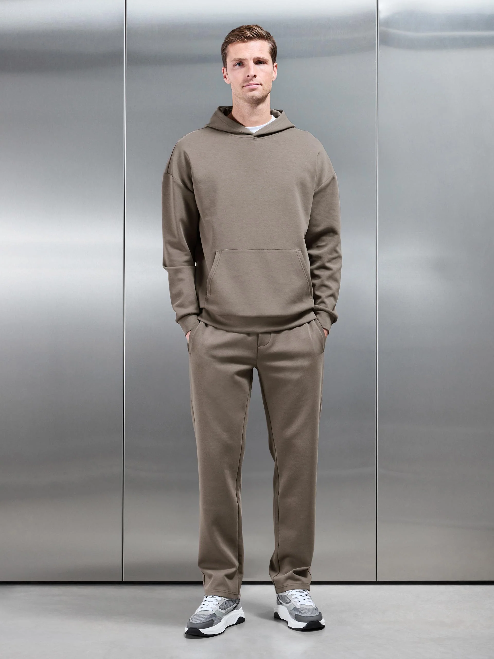 Interlock Jersey Straight Leg Jogger in Taupe - Image 3