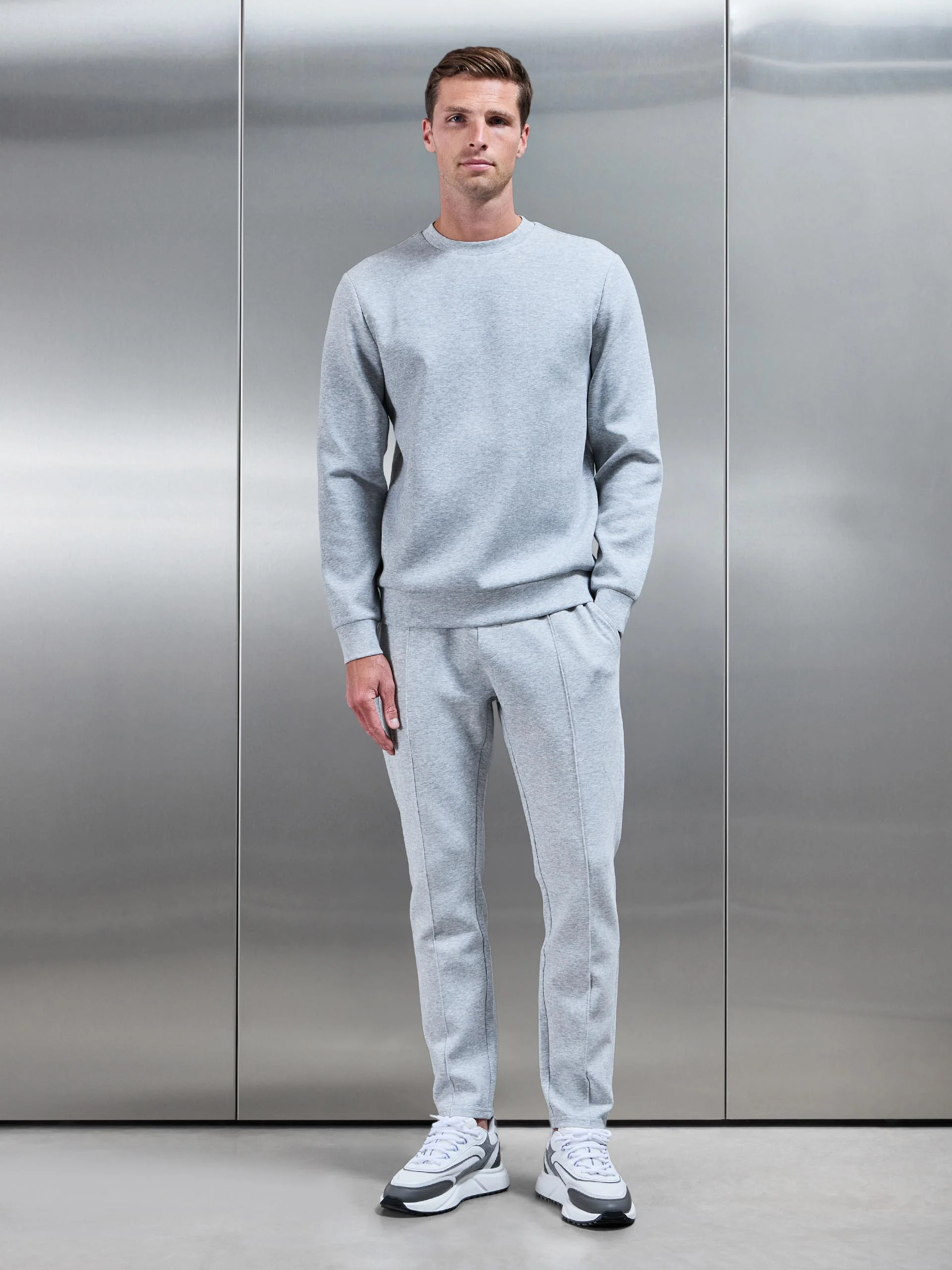 Interlock Jersey Sweatshirt in Marl Grey - Image 3