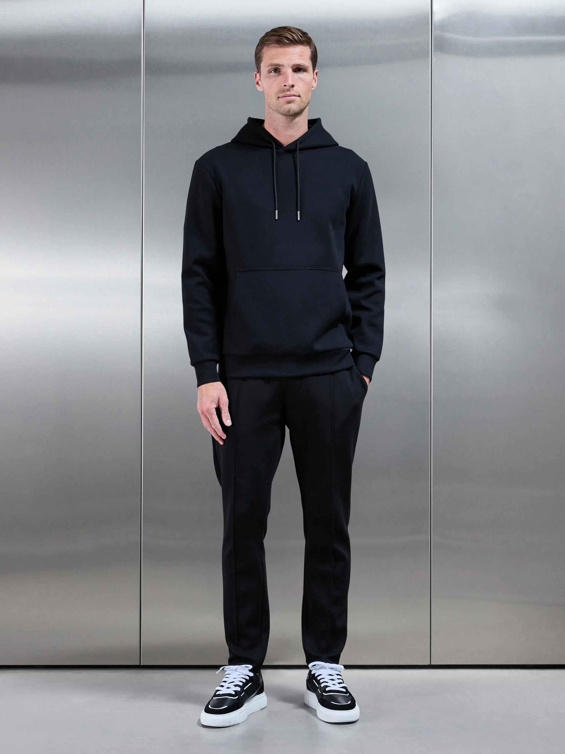 Interlock Jersey Tapered Jogger in Black - Image 2