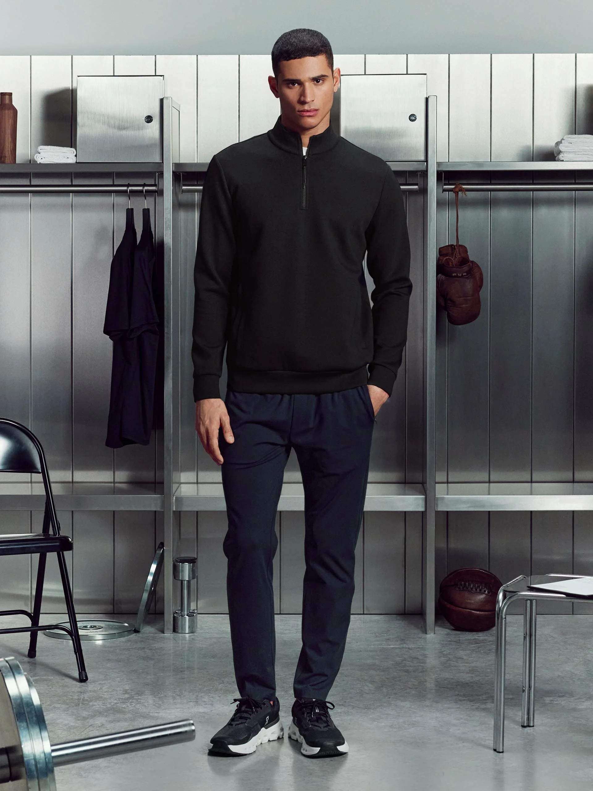 Interlock Jersey Technical Half Zip in Black - Image 2