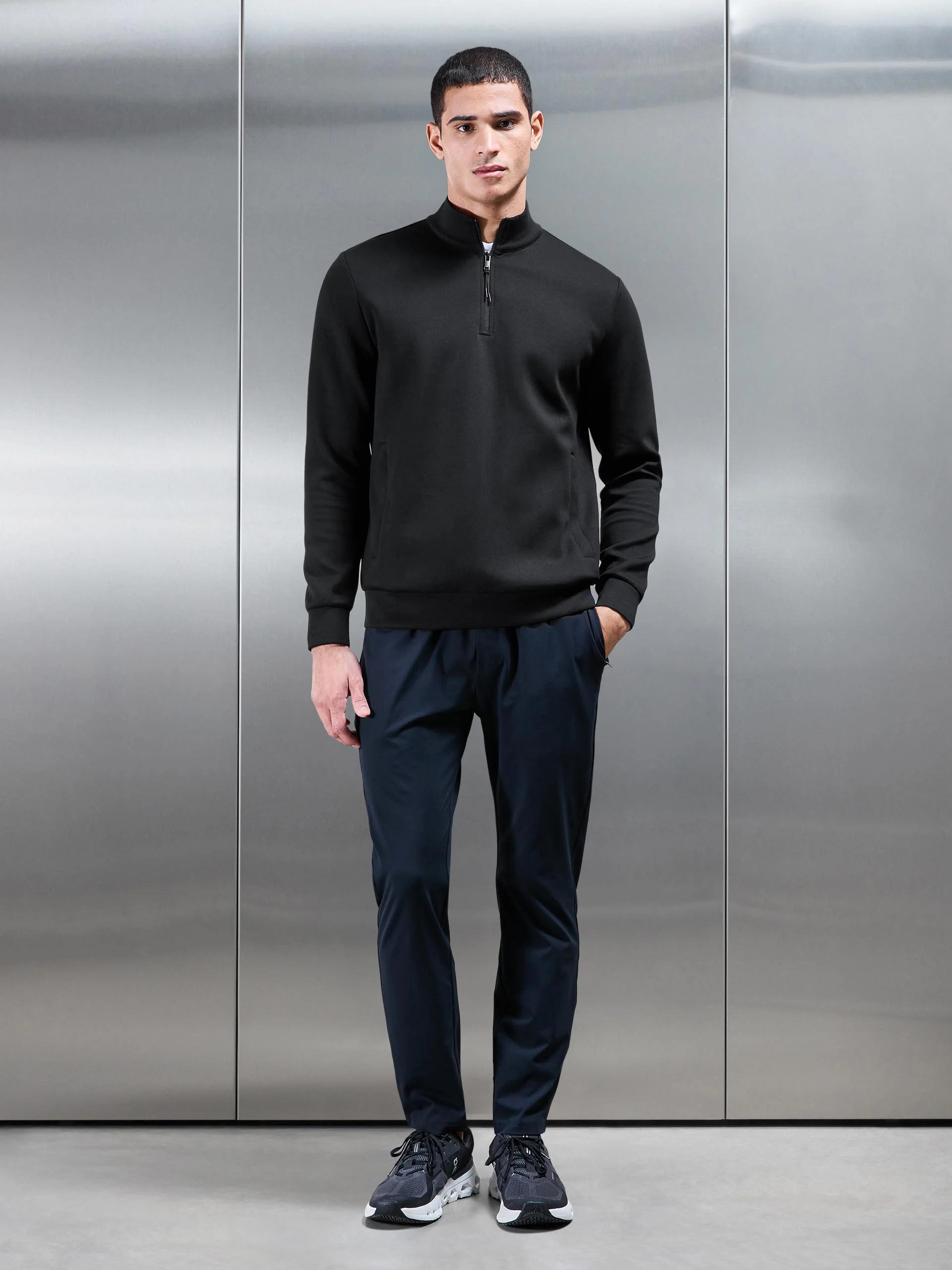 Interlock Jersey Technical Half Zip in Black - Image 4