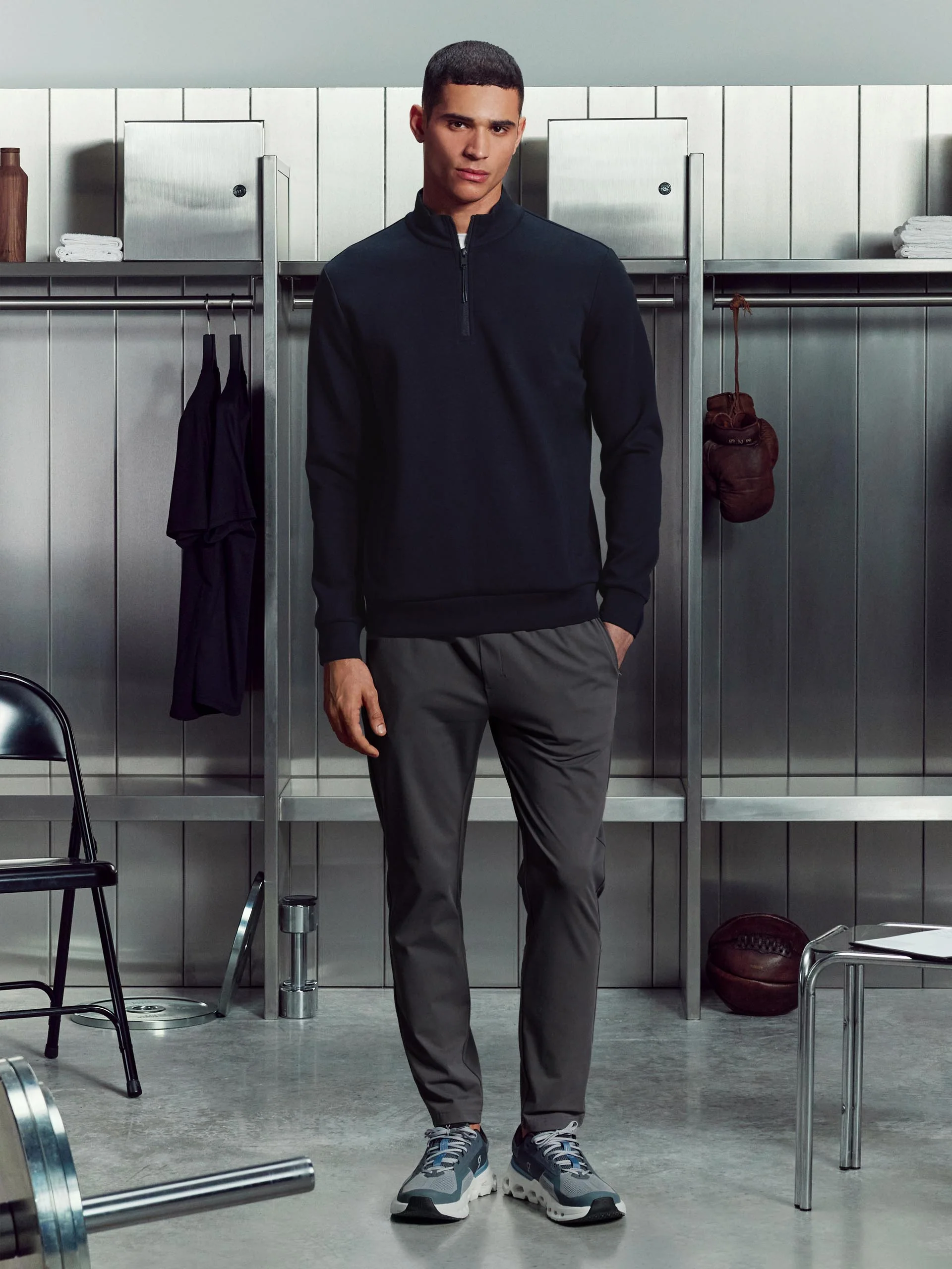 Interlock Jersey Technical Half Zip in Navy - Image 2