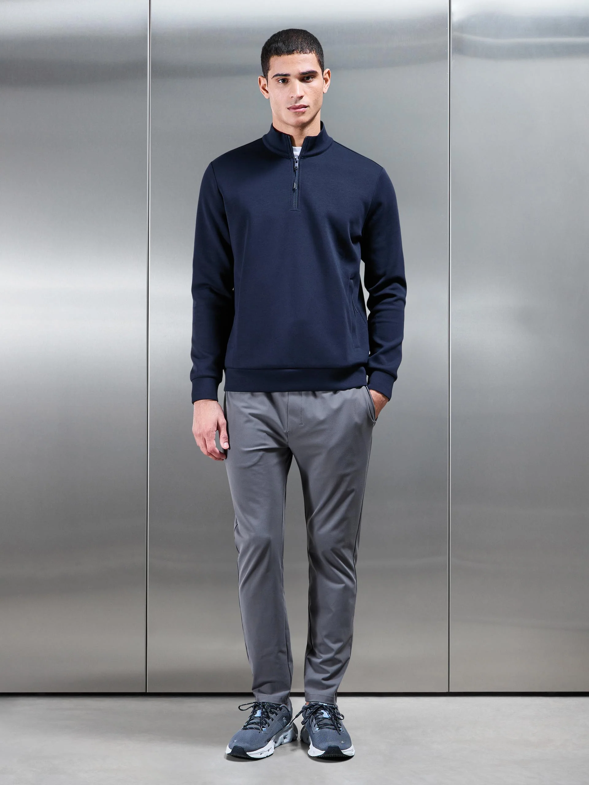 Interlock Jersey Technical Half Zip in Navy - Image 4