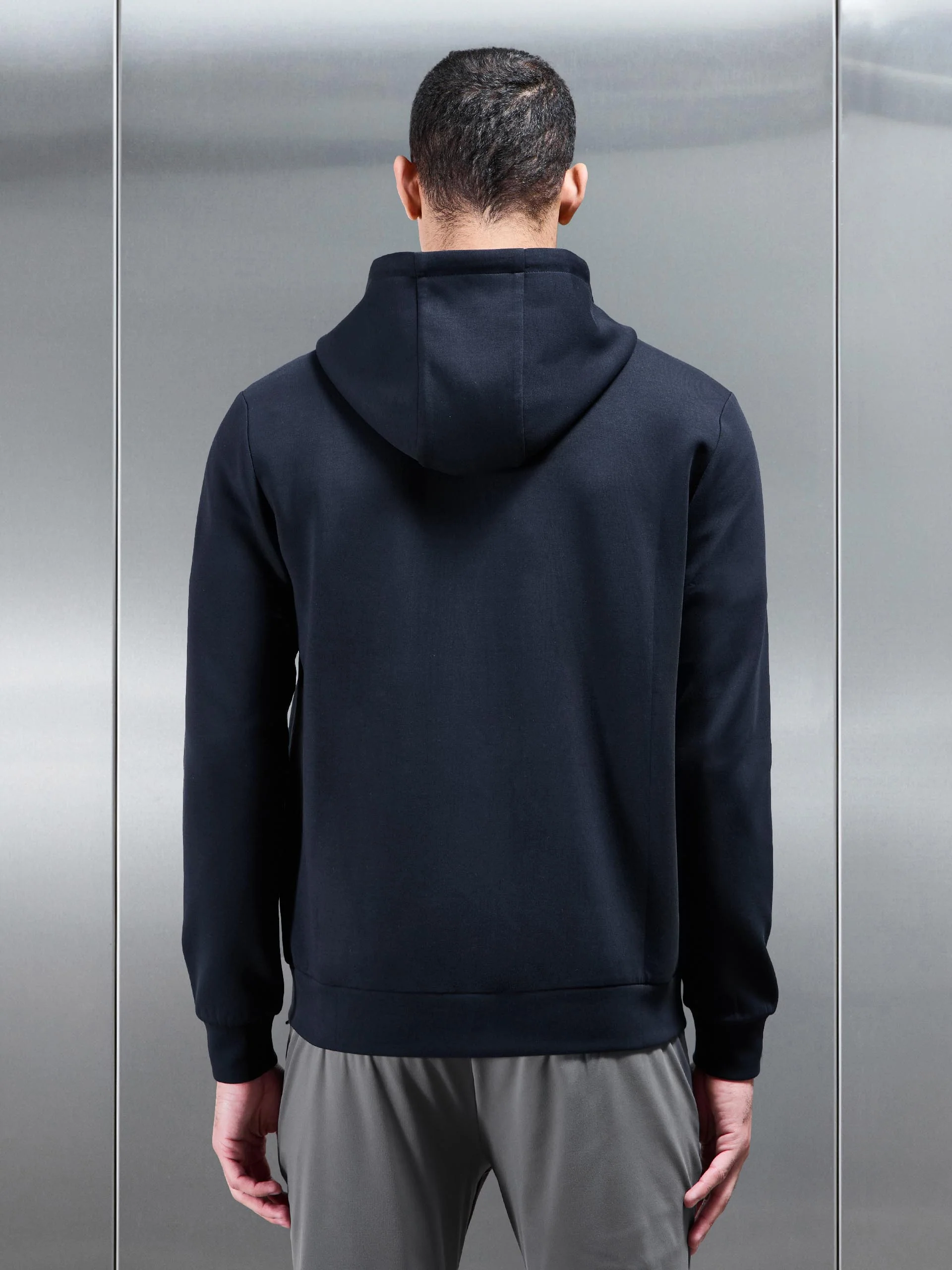 Interlock Jersey Technical Zip Hoodie in Navy - Image 5