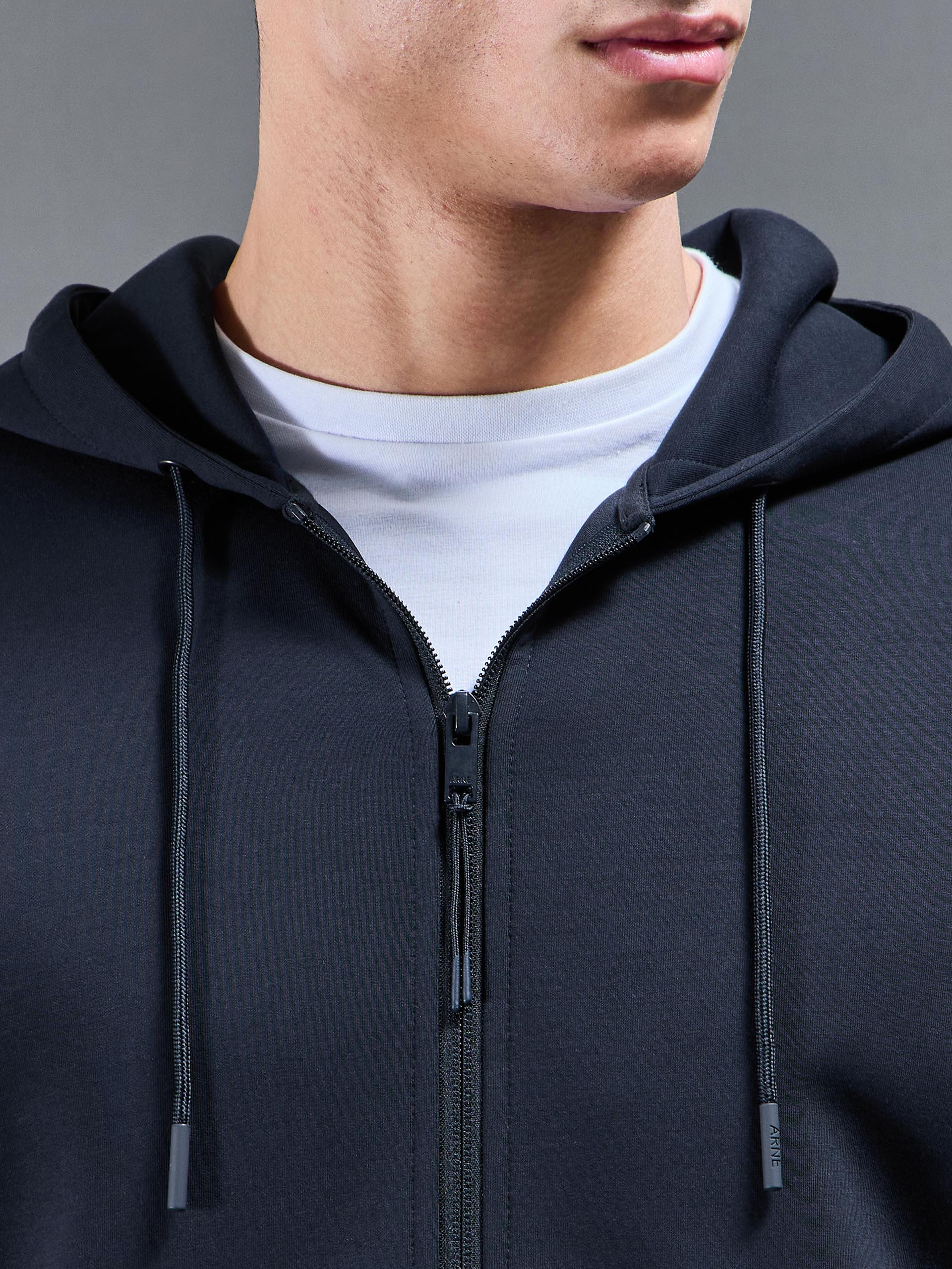 Interlock Jersey Technical Zip Hoodie in Navy - Image 6