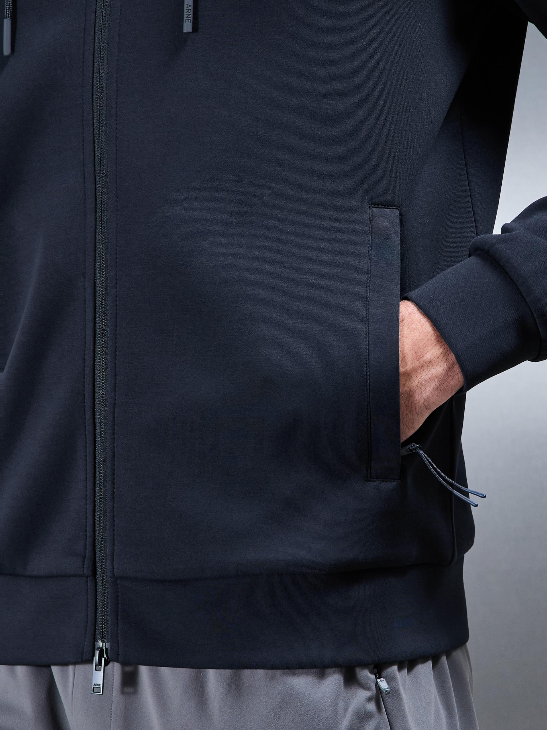 Interlock Jersey Technical Zip Hoodie in Navy - Image 7