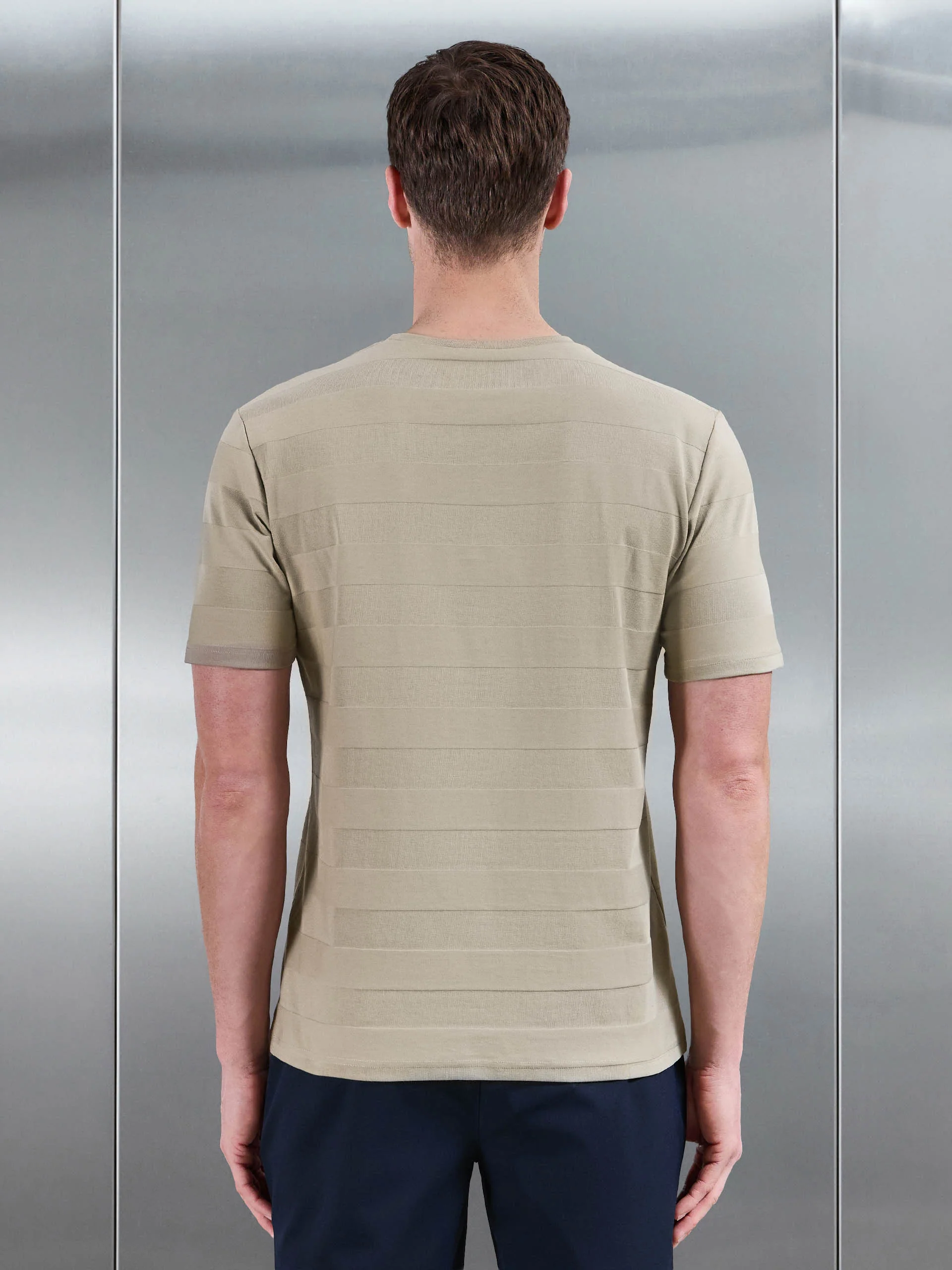 Jacquard Stripe T-Shirt in Stone - Image 3