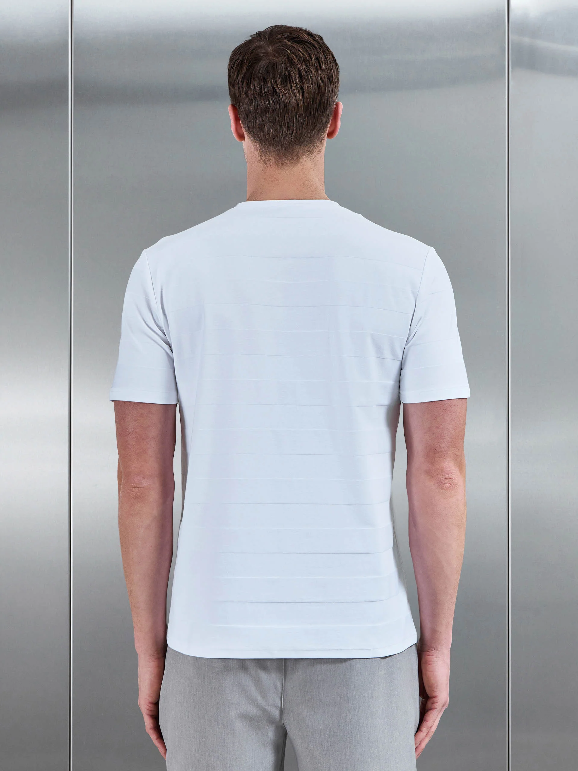 Jacquard Stripe T-Shirt in White - Image 3