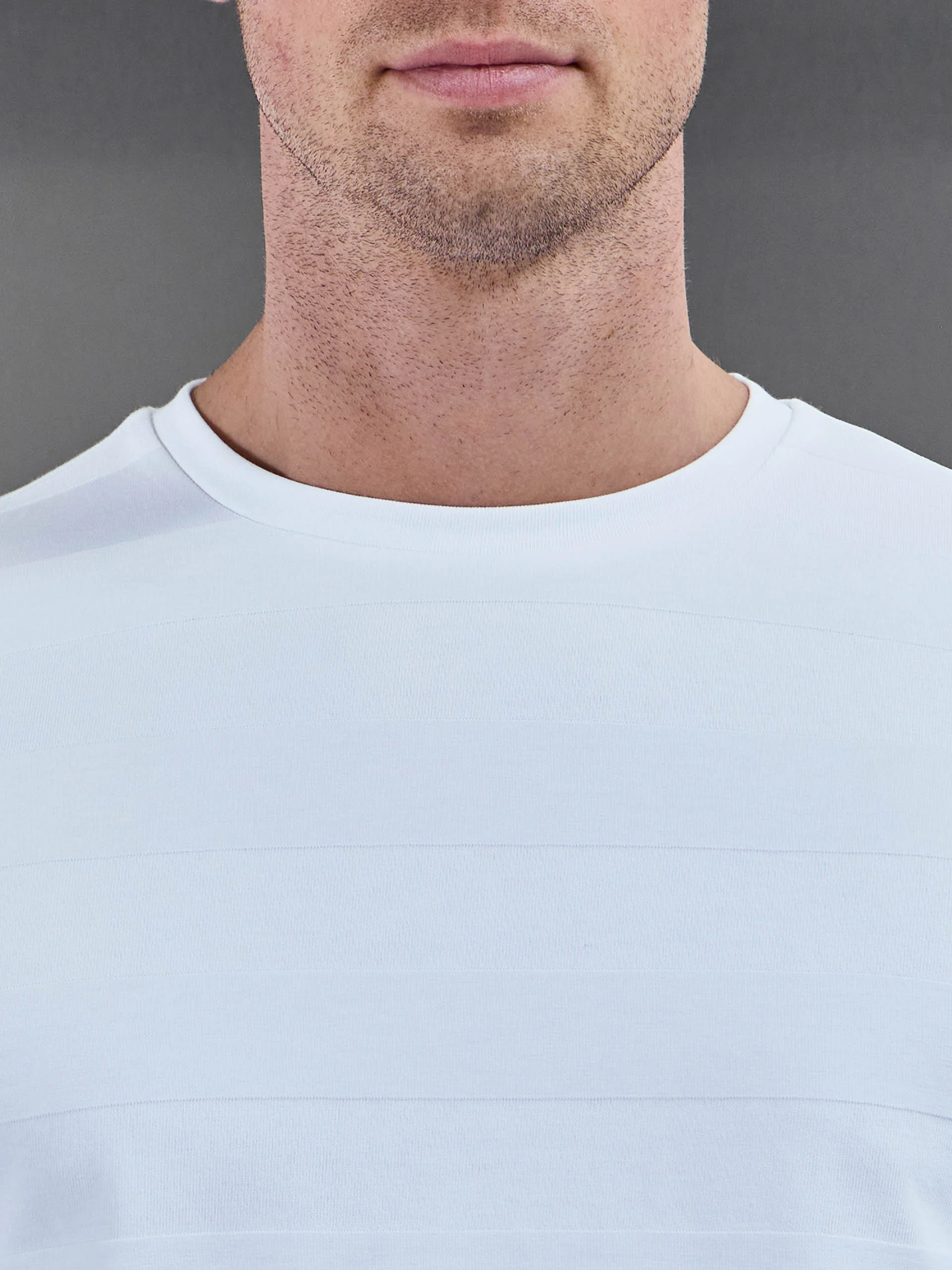 Jacquard Stripe T-Shirt in White - Image 4