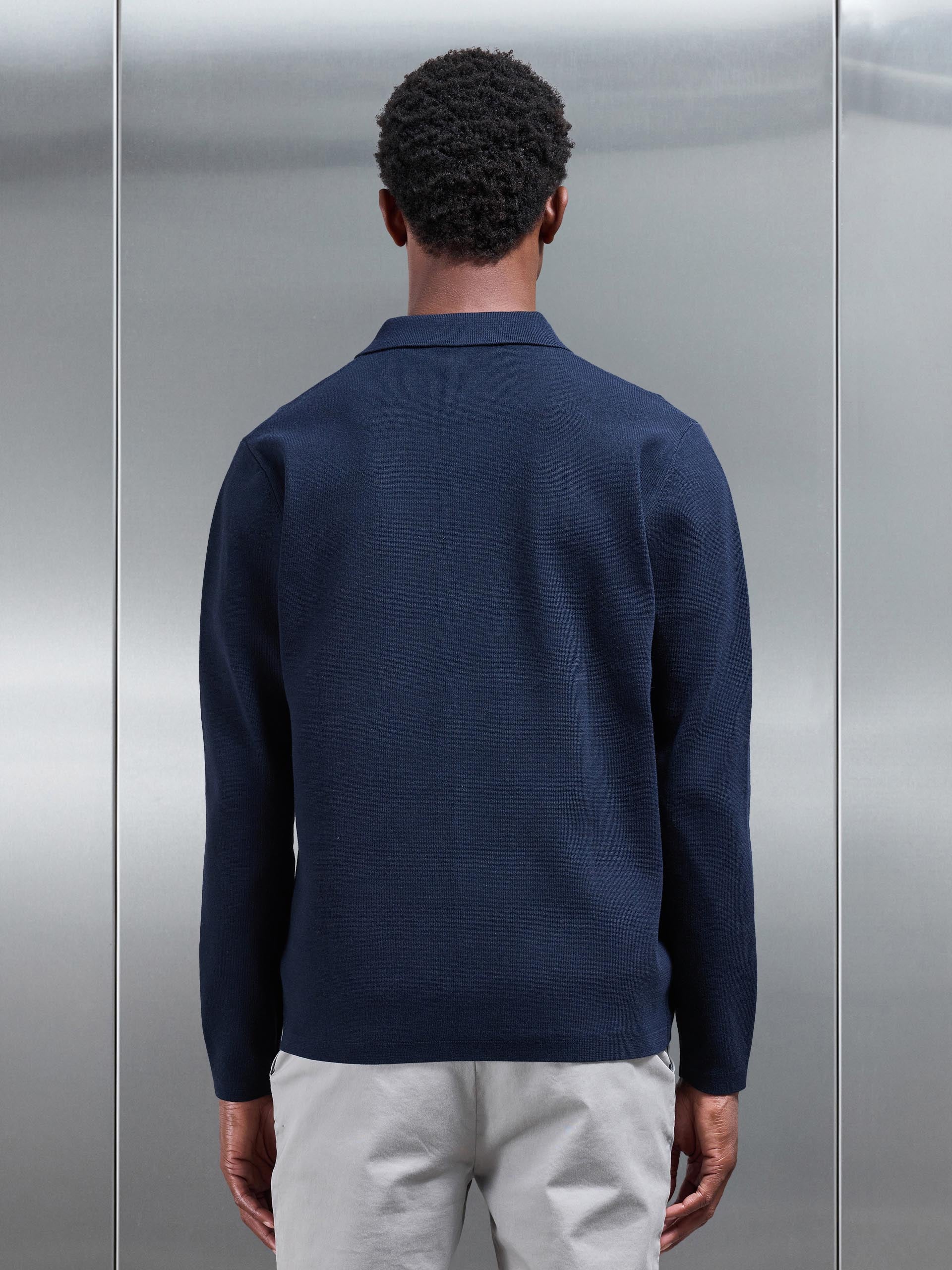 Knitted Overshirt in Navy - Image 5