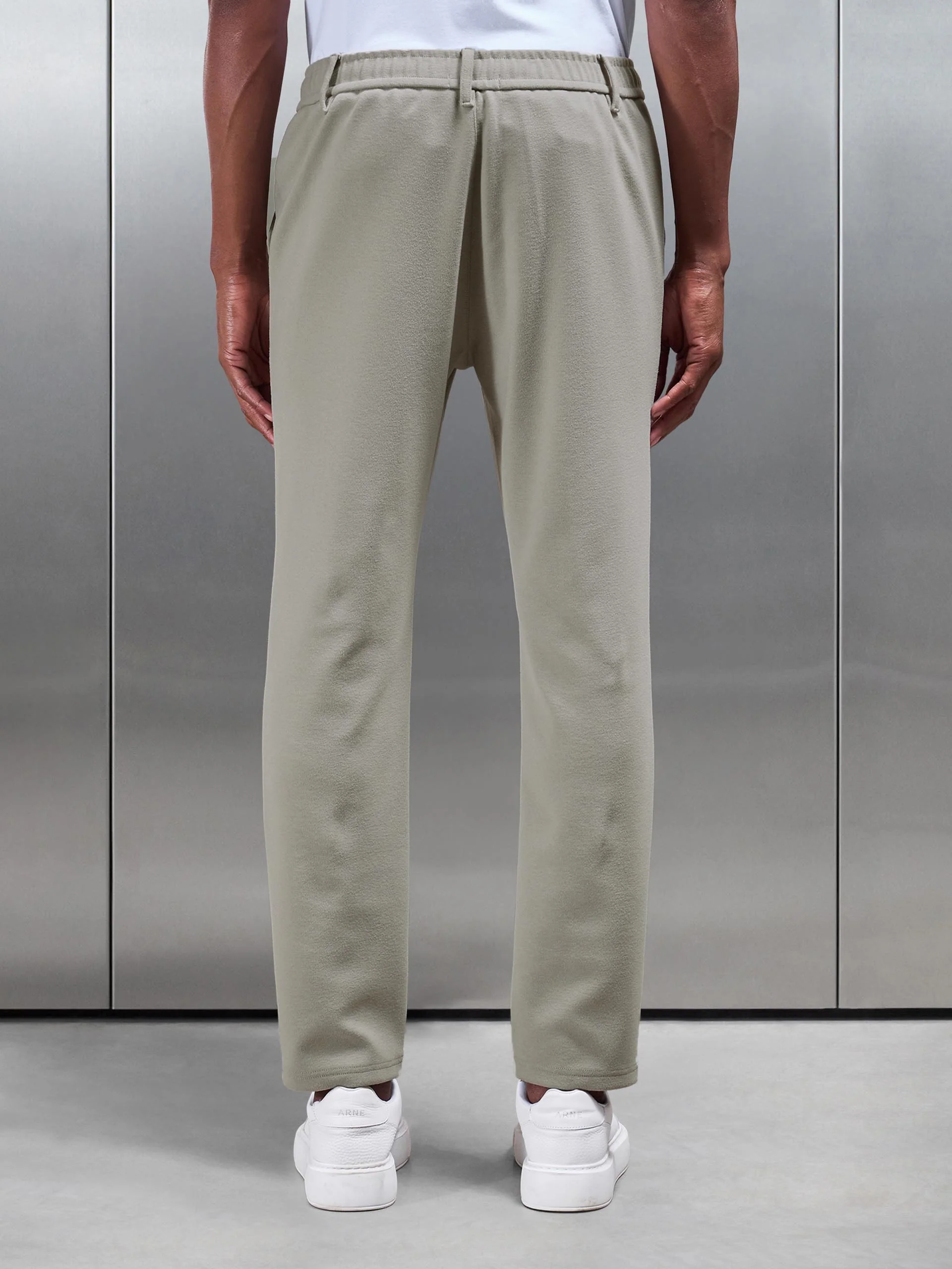 Knitted Tailored Jogger in Stone - Image 3