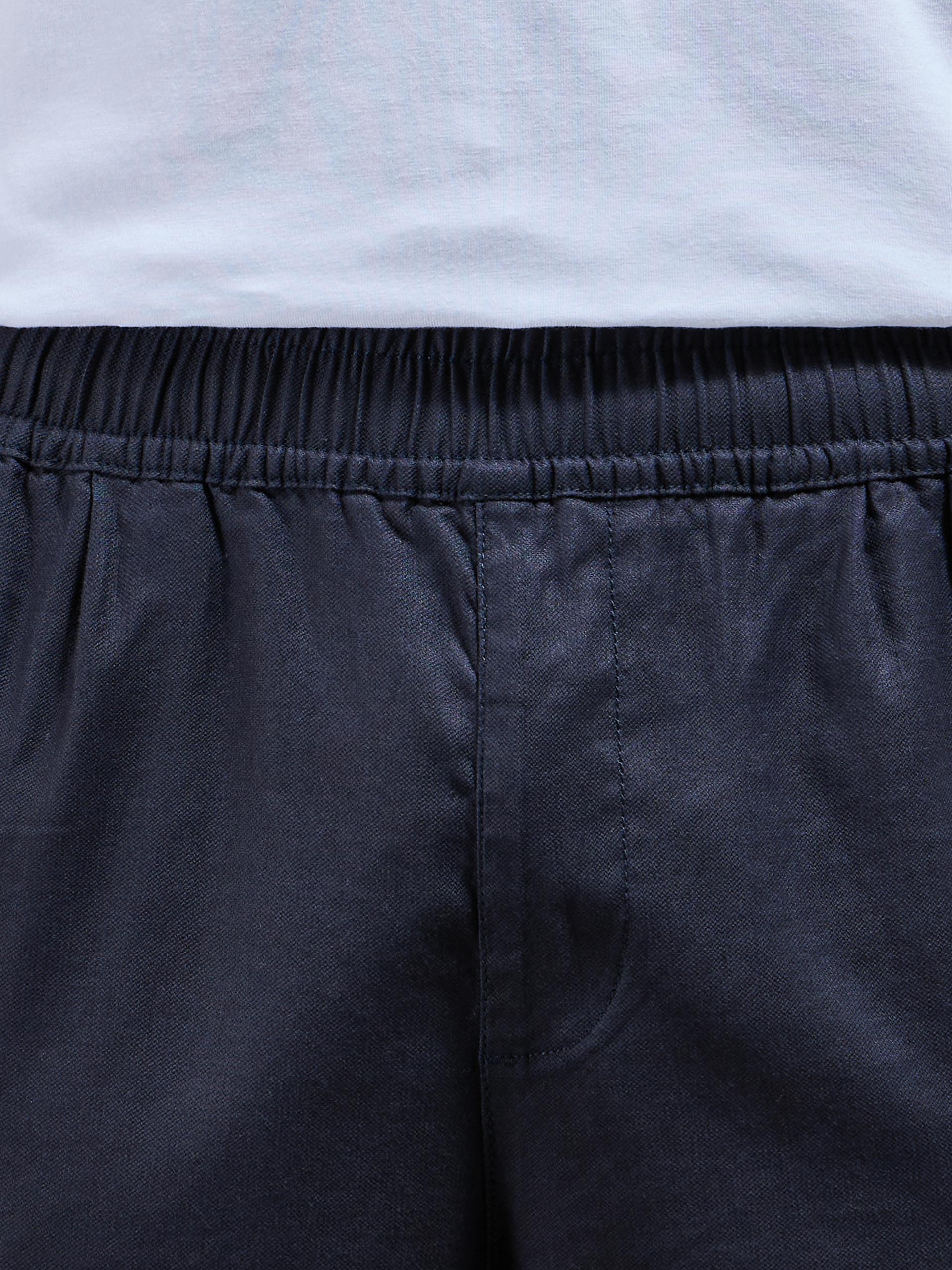 Linen Drawstring Trouser in Navy - Image 5