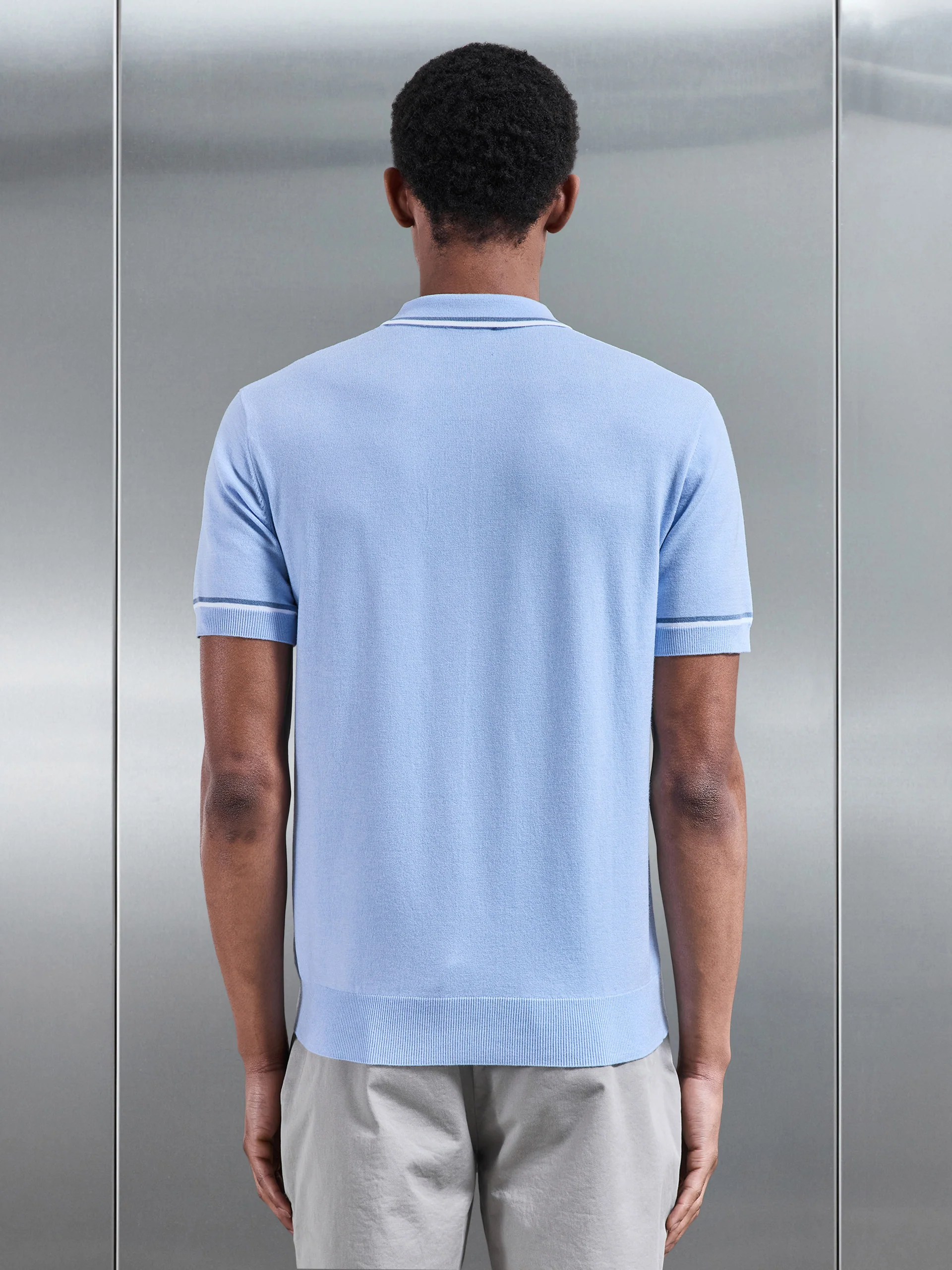 Loro Tipped Polo Shirt in Light Blue - Image 3