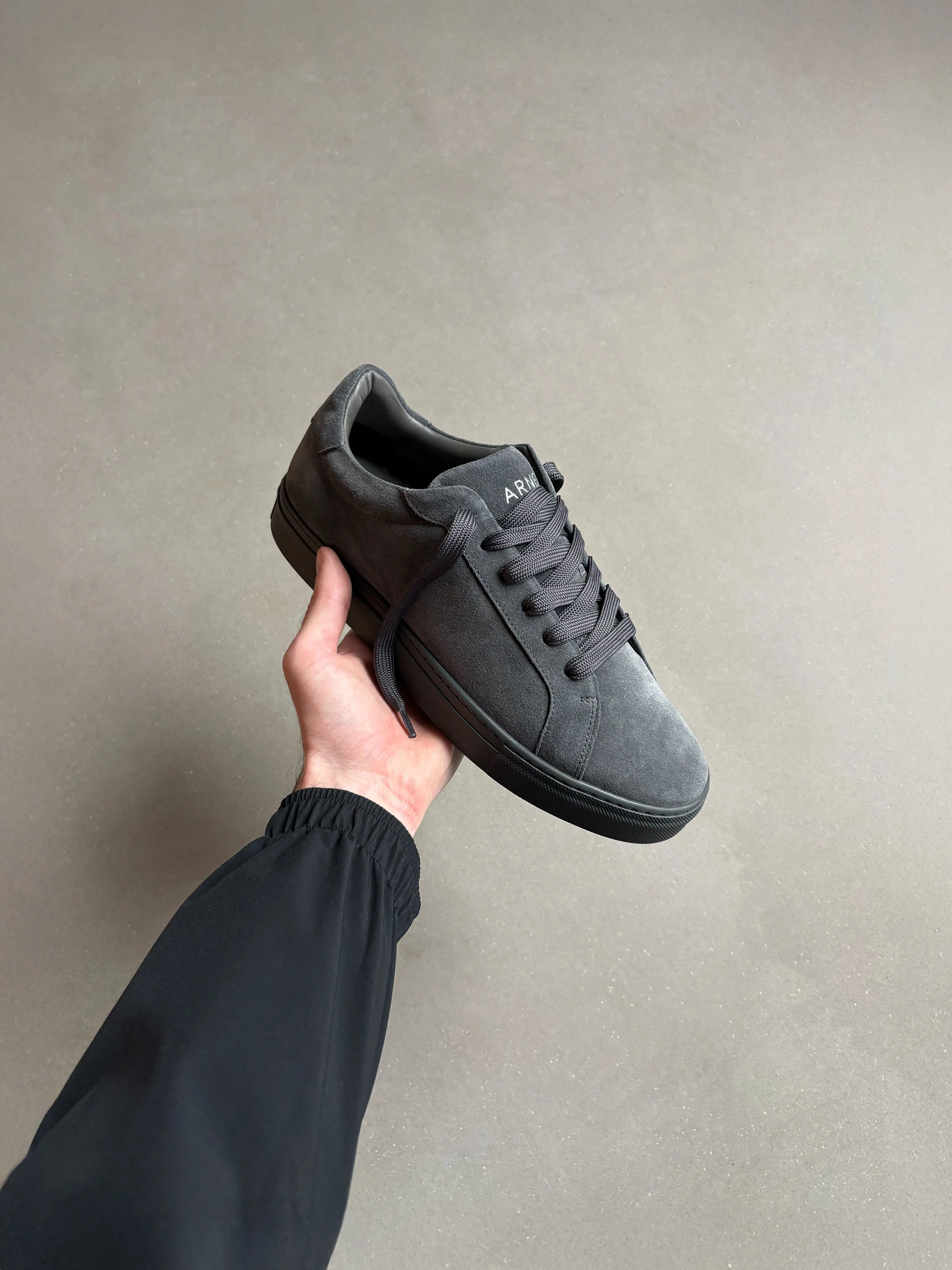 Low Essential Suede Trainer in Triple Charcoal - Image 6