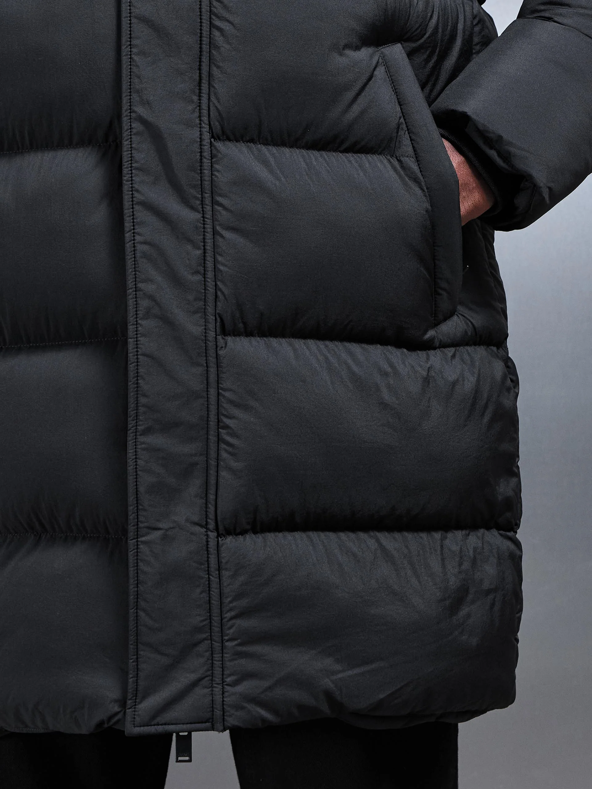 Matte Mid Length Puffer Jacket in Black - Image 5