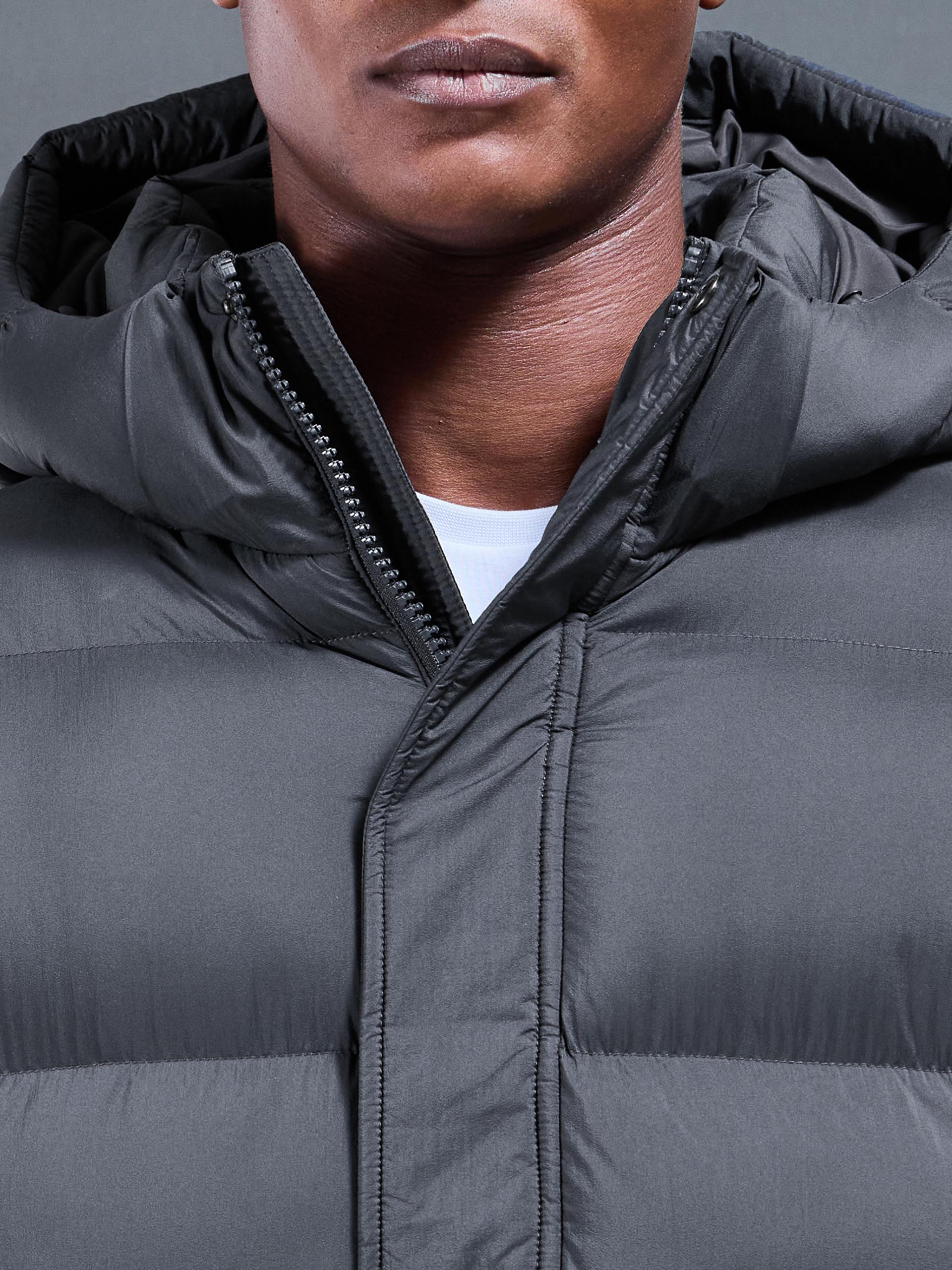 Matte Mid Length Puffer Jacket in Grey - Image 4