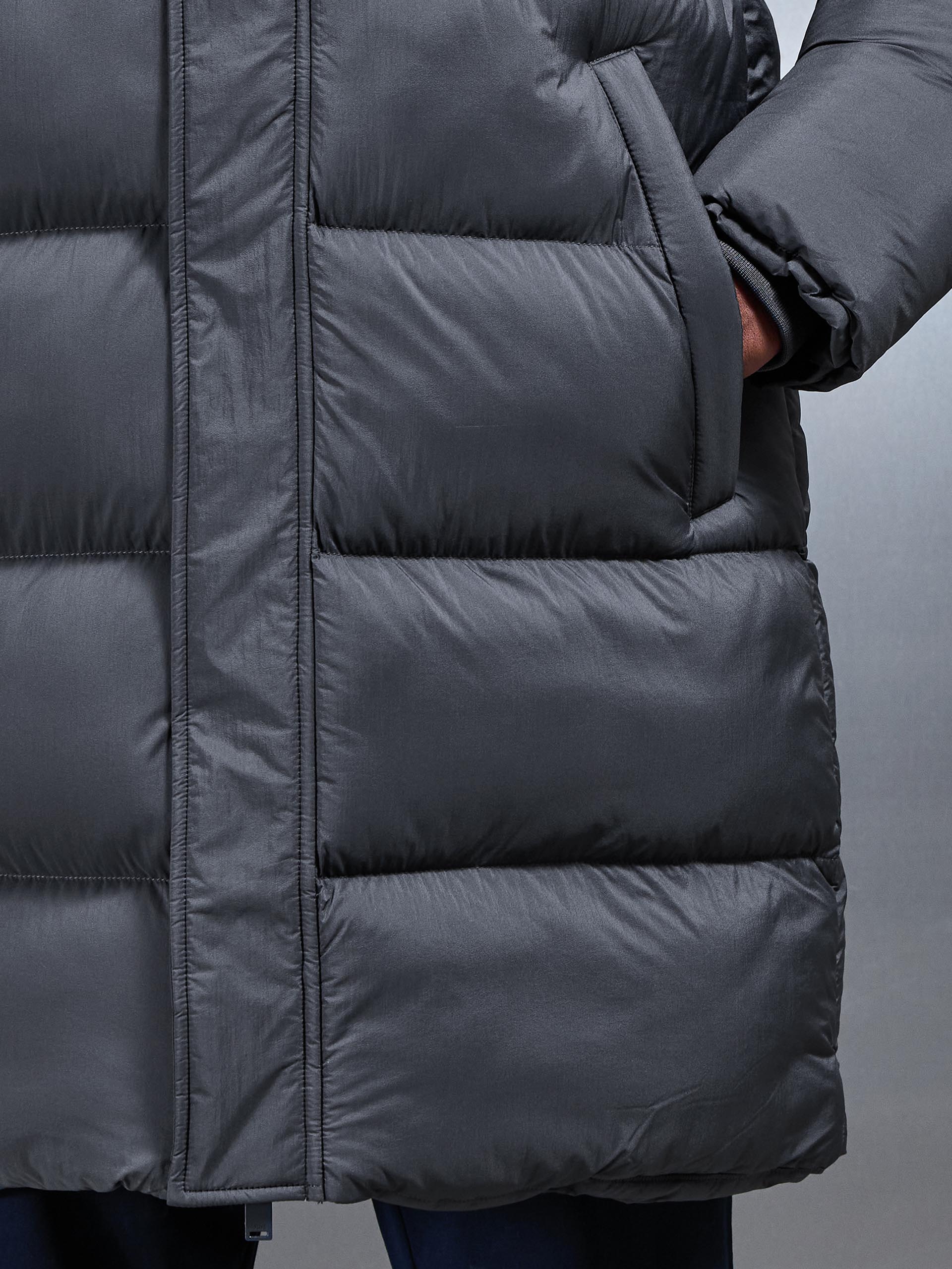 Matte Mid Length Puffer Jacket in Grey - Image 5